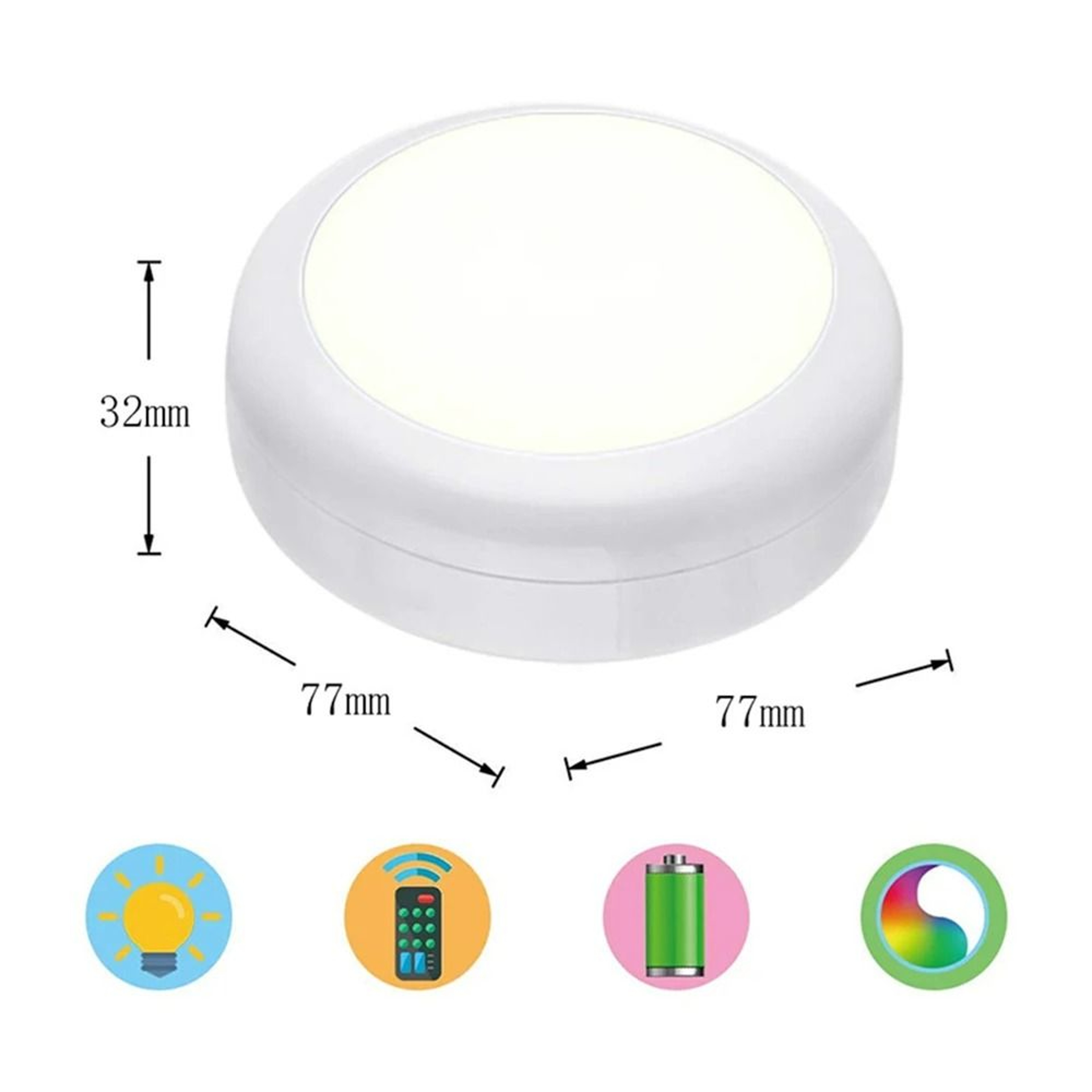 Wireless RGB LED Puck Lights With Remote Control 3 Pack 1