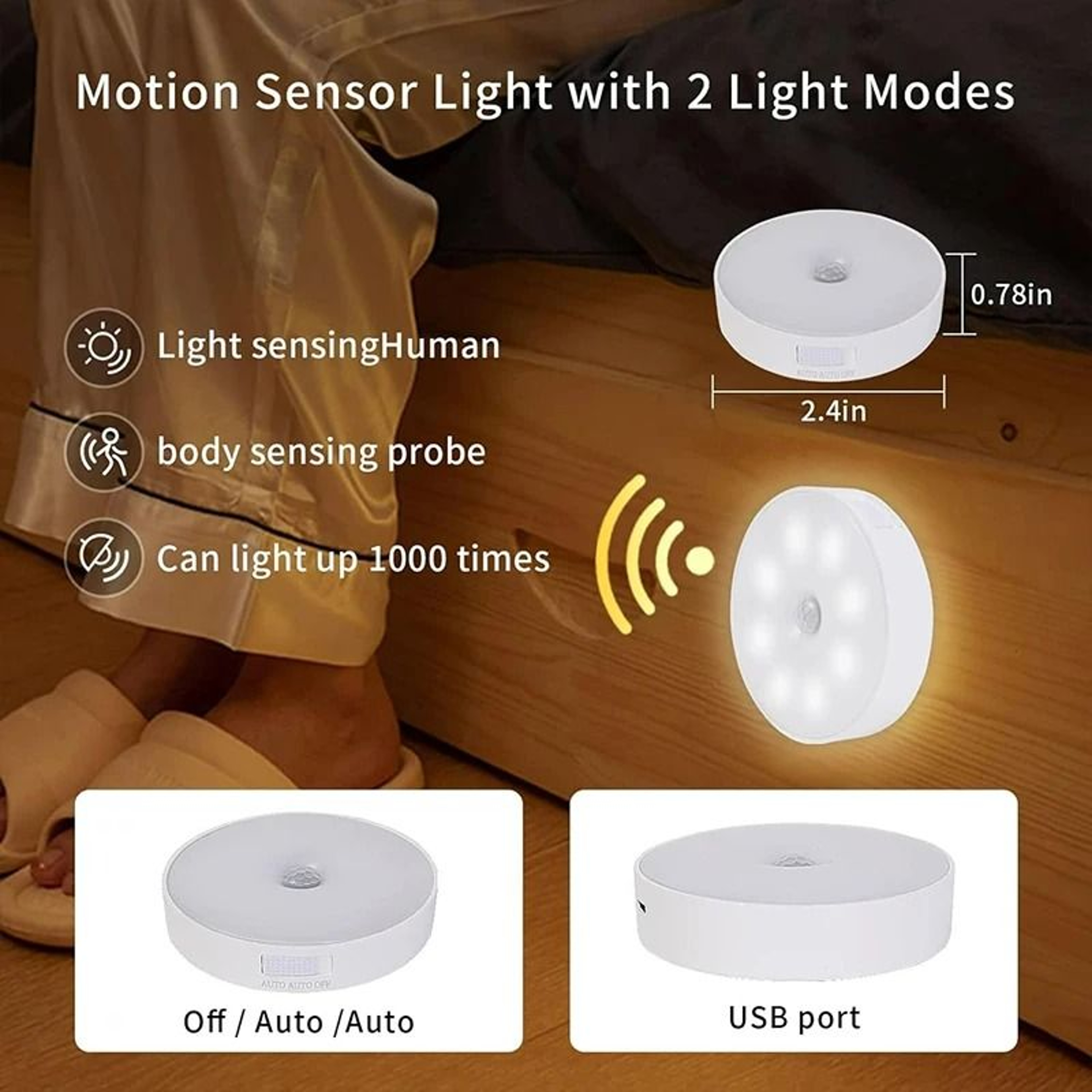 Rechargeable LED Motion Sensor Wall Light Magnetic Base Night Lamp 5