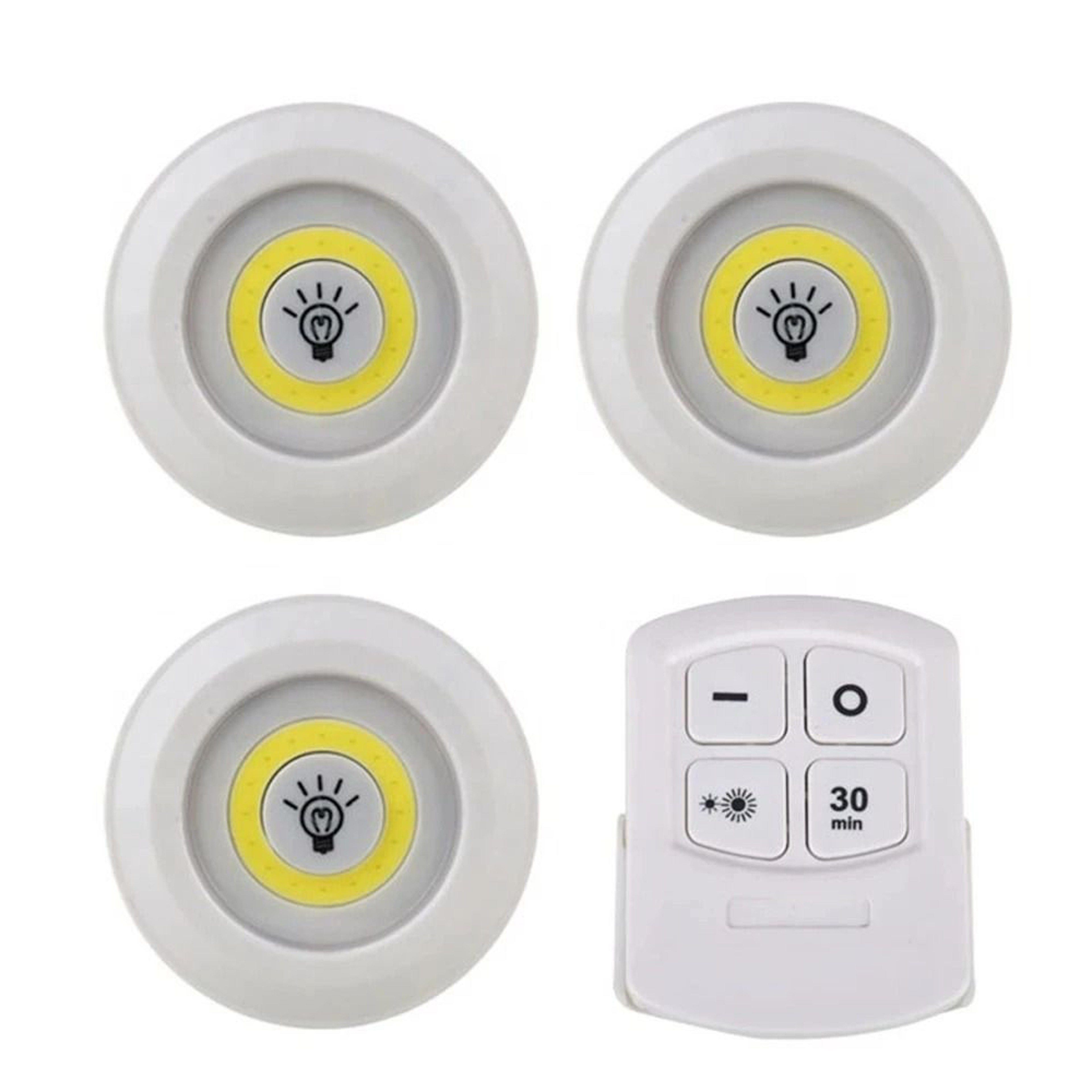 Dimmable Wireless LED Under Cabinet Light Set Remote Control Puck Night Lights 1