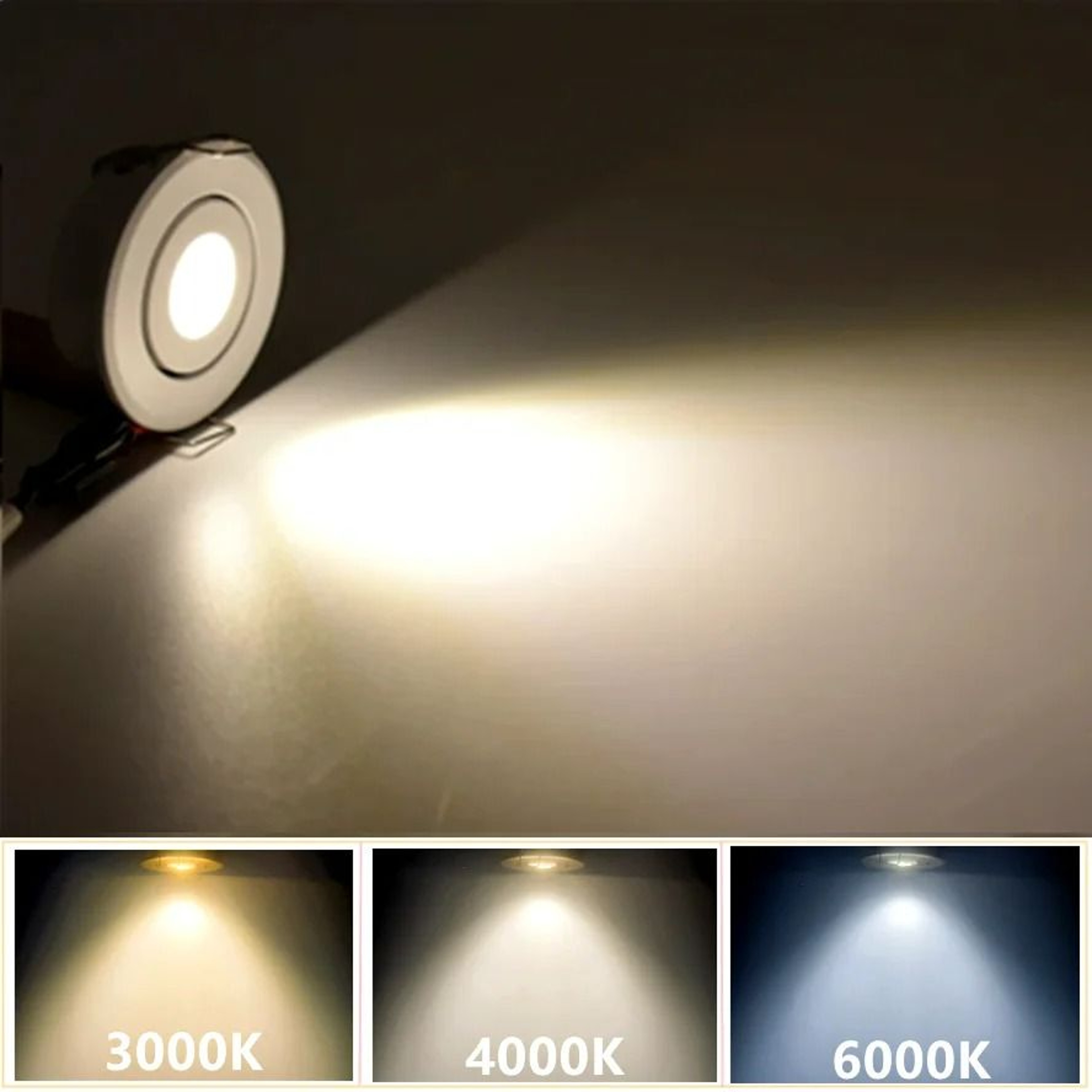 Mini 12V COB LED Recessed Downlight Adjustable Cabinet Spotlight 0