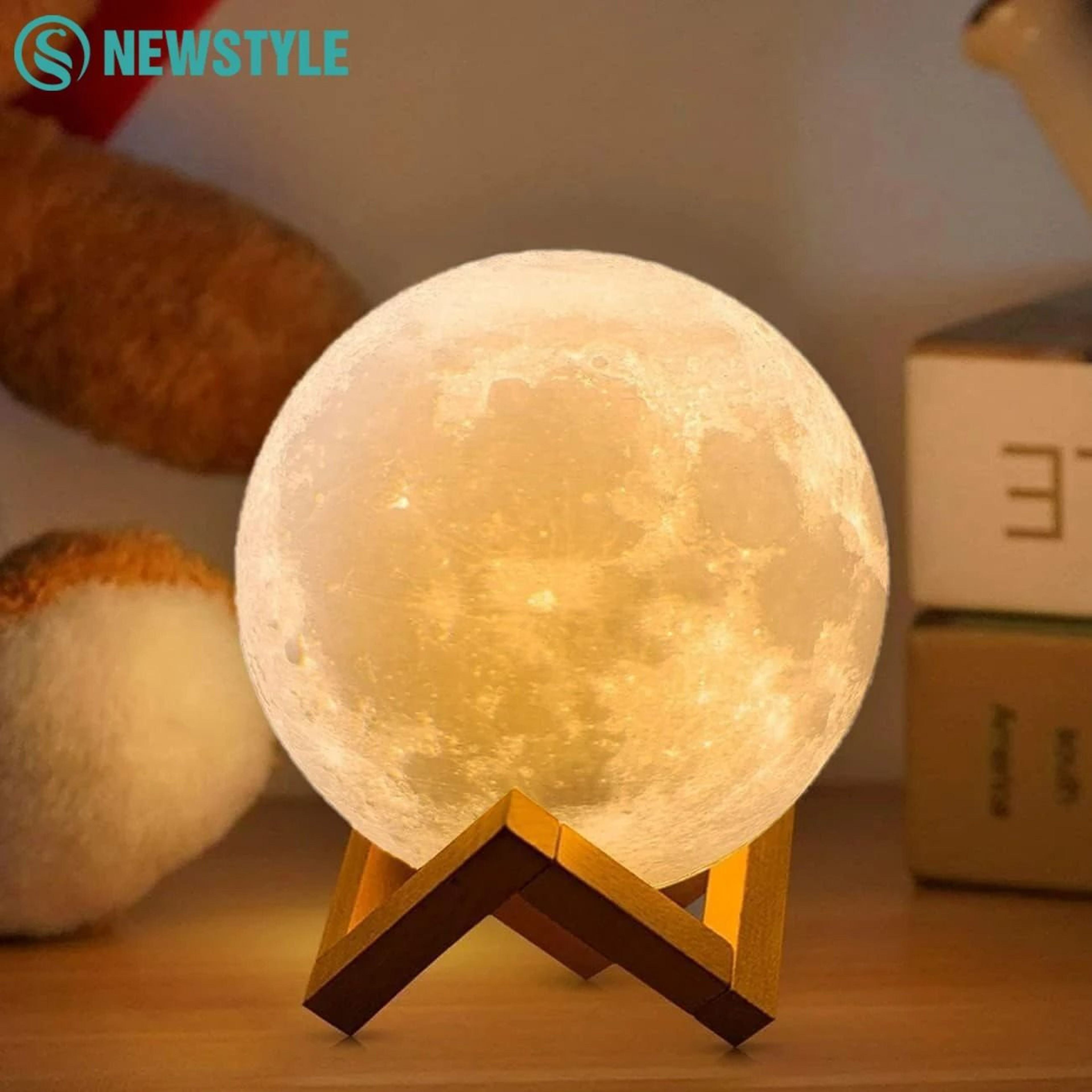 16Color 3D Printed Moon LED Night Light With Remote  Touch Control 0