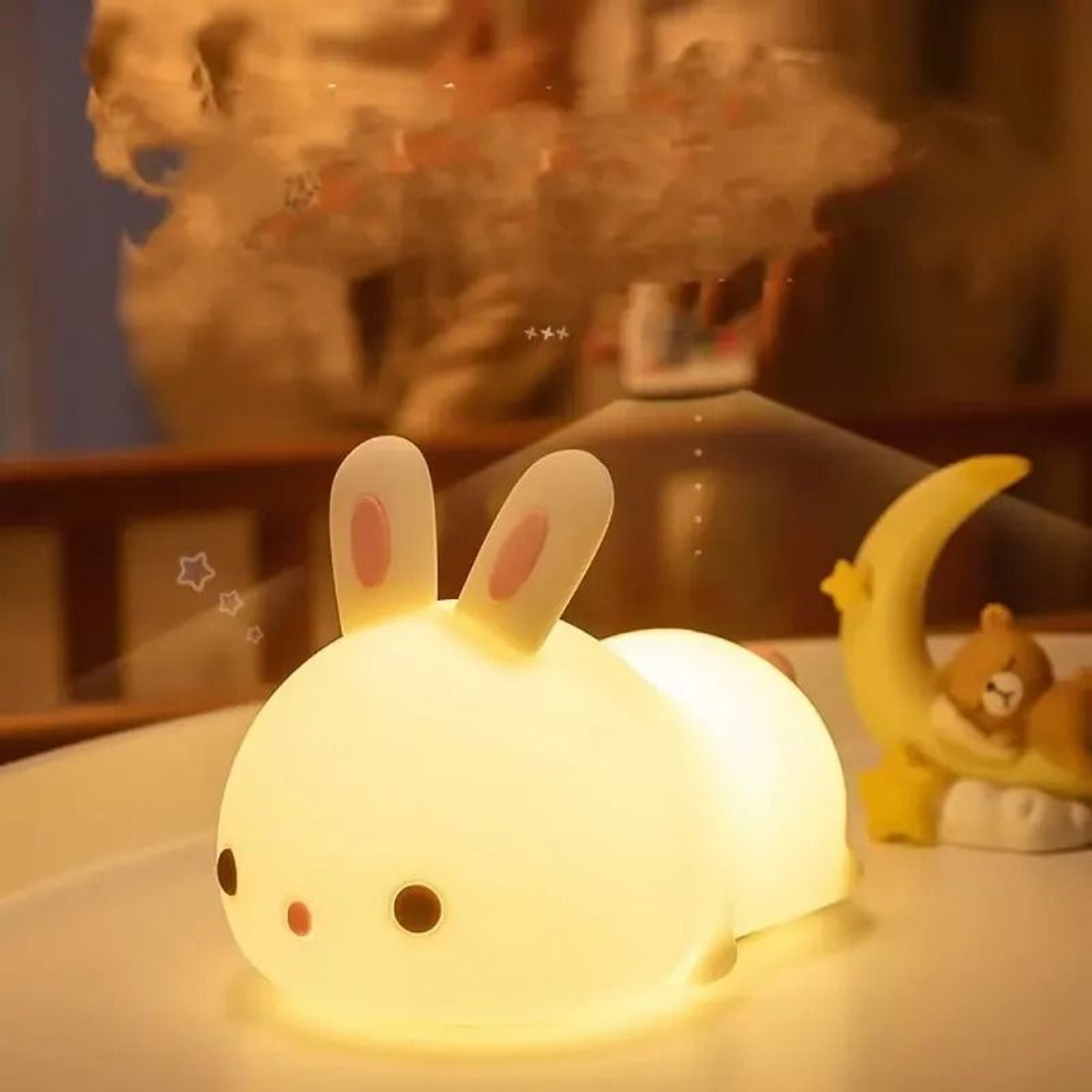 Rechargeable Soft Silicone Bunny LED Touch Night Light 0