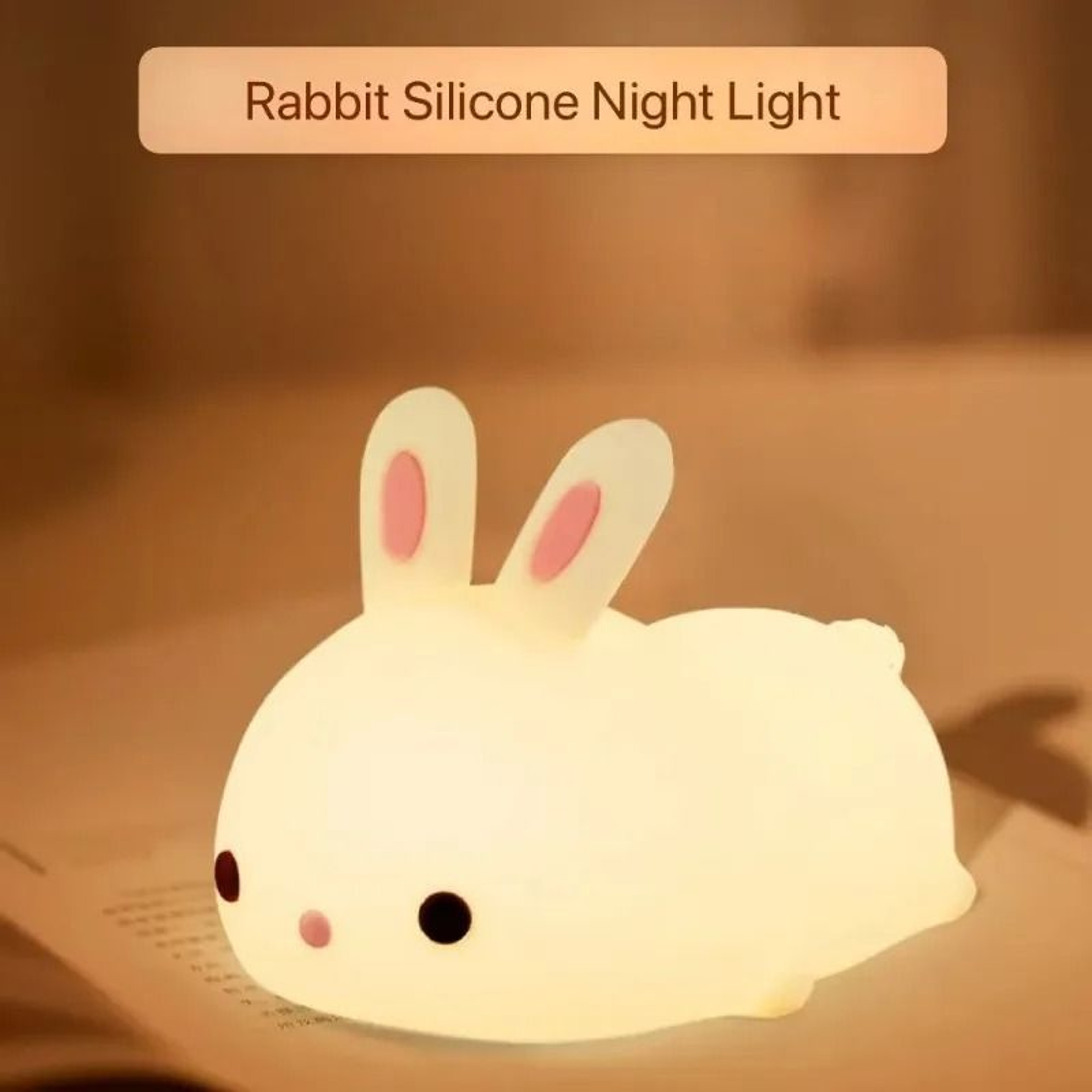 Rechargeable Soft Silicone Bunny LED Touch Night Light 2