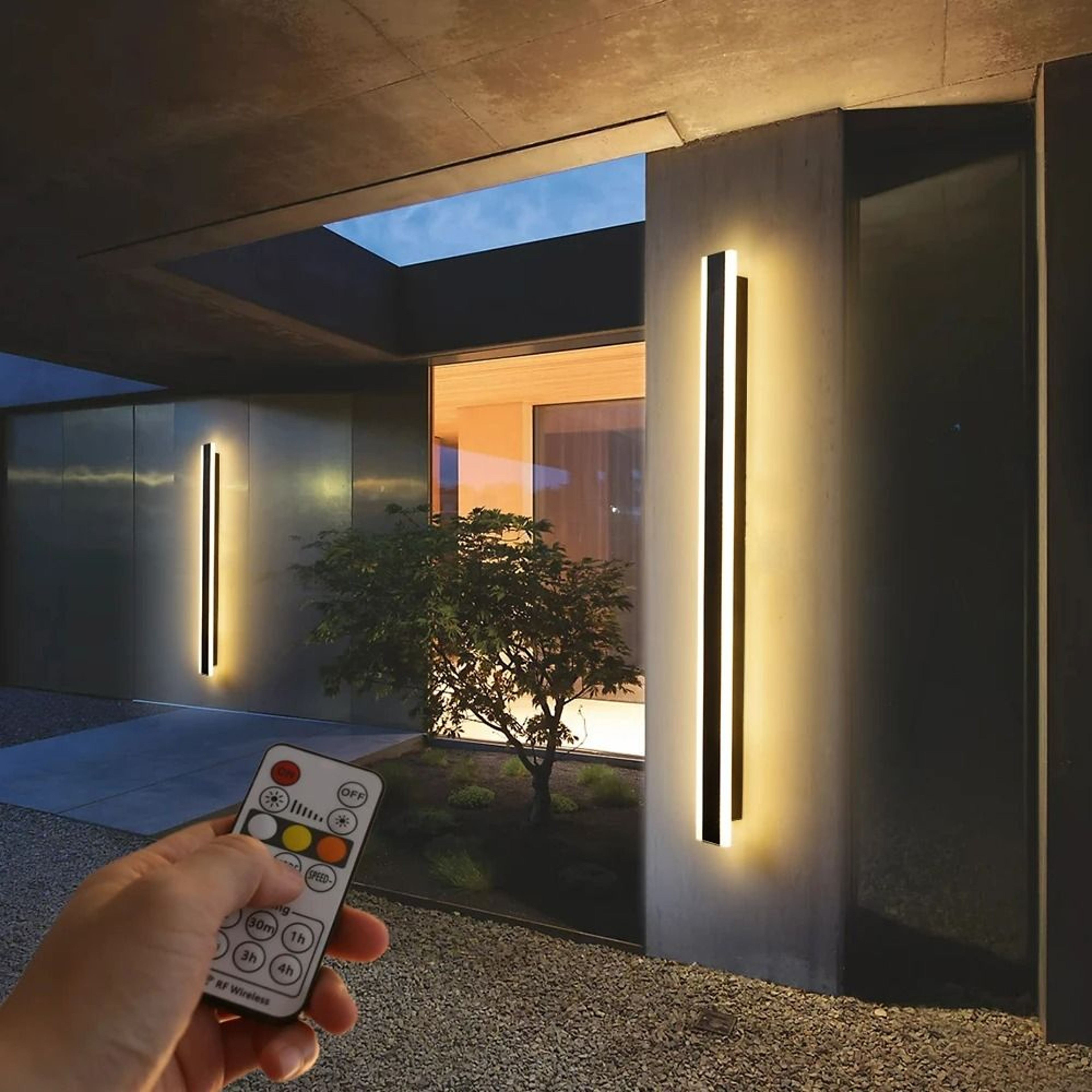Modern Outdoor Remote Dimmable LED Linear Wall Sconce Fixture 4
