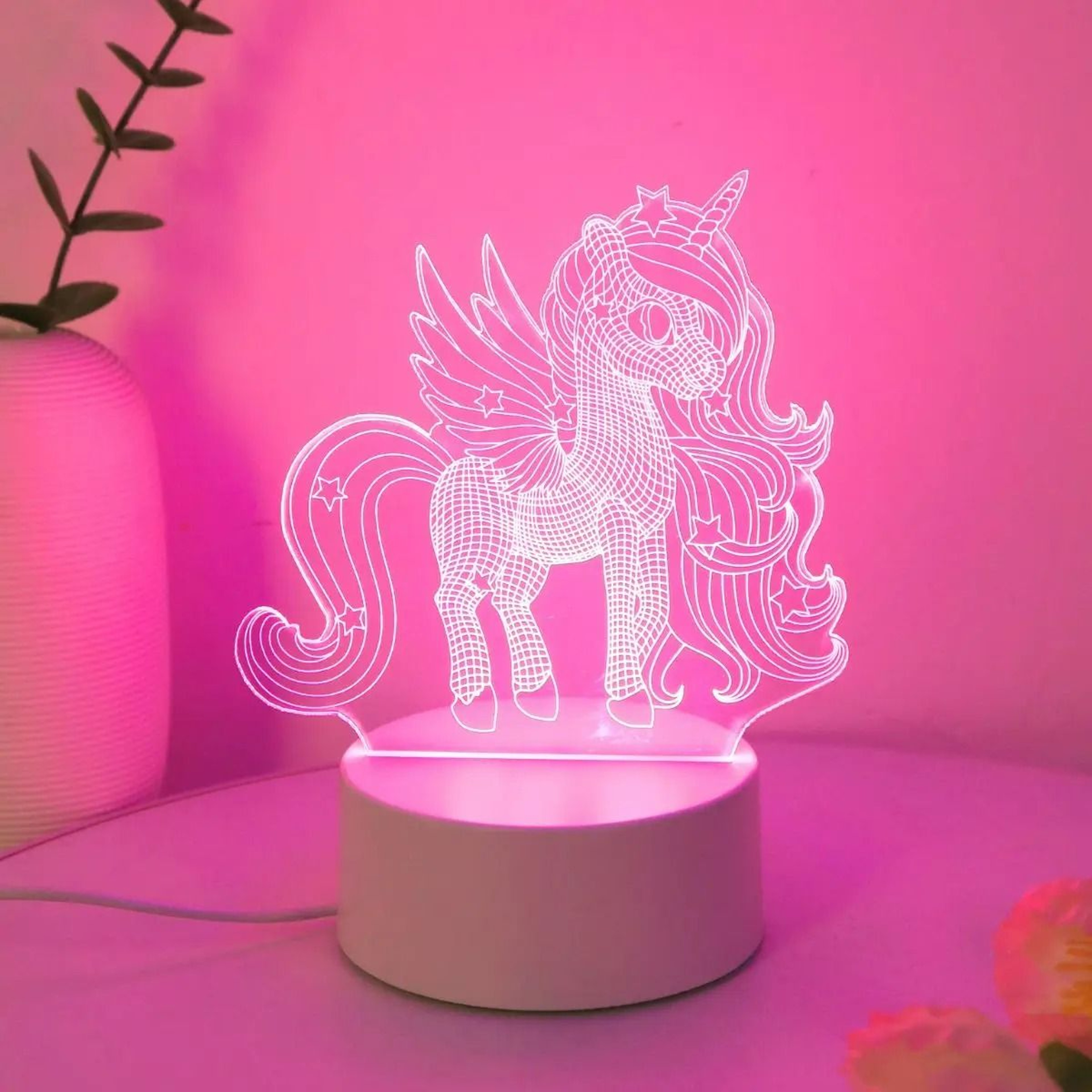 Dreamy 3D Unicorn Pink LED Night Light 0