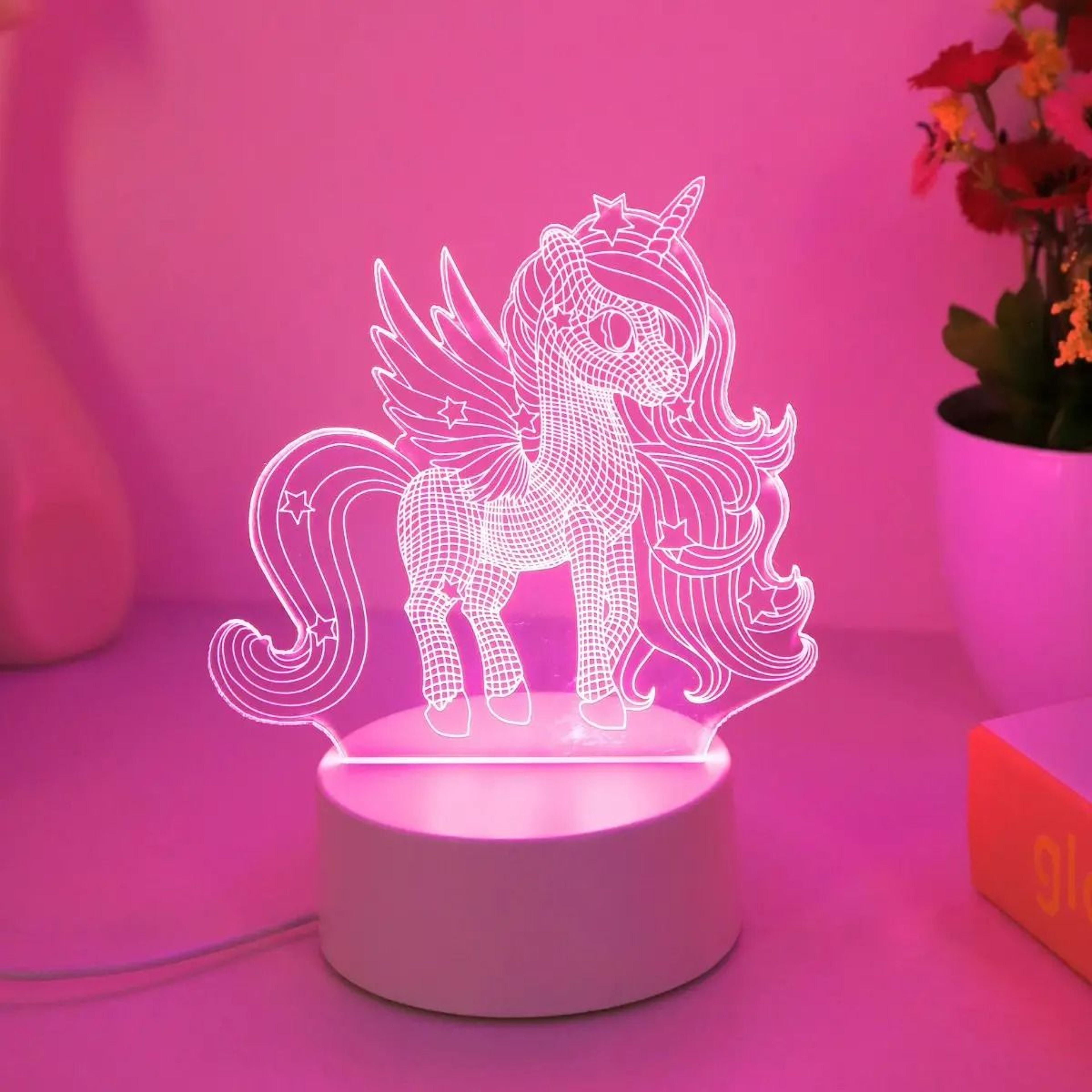 Dreamy 3D Unicorn Pink LED Night Light 4