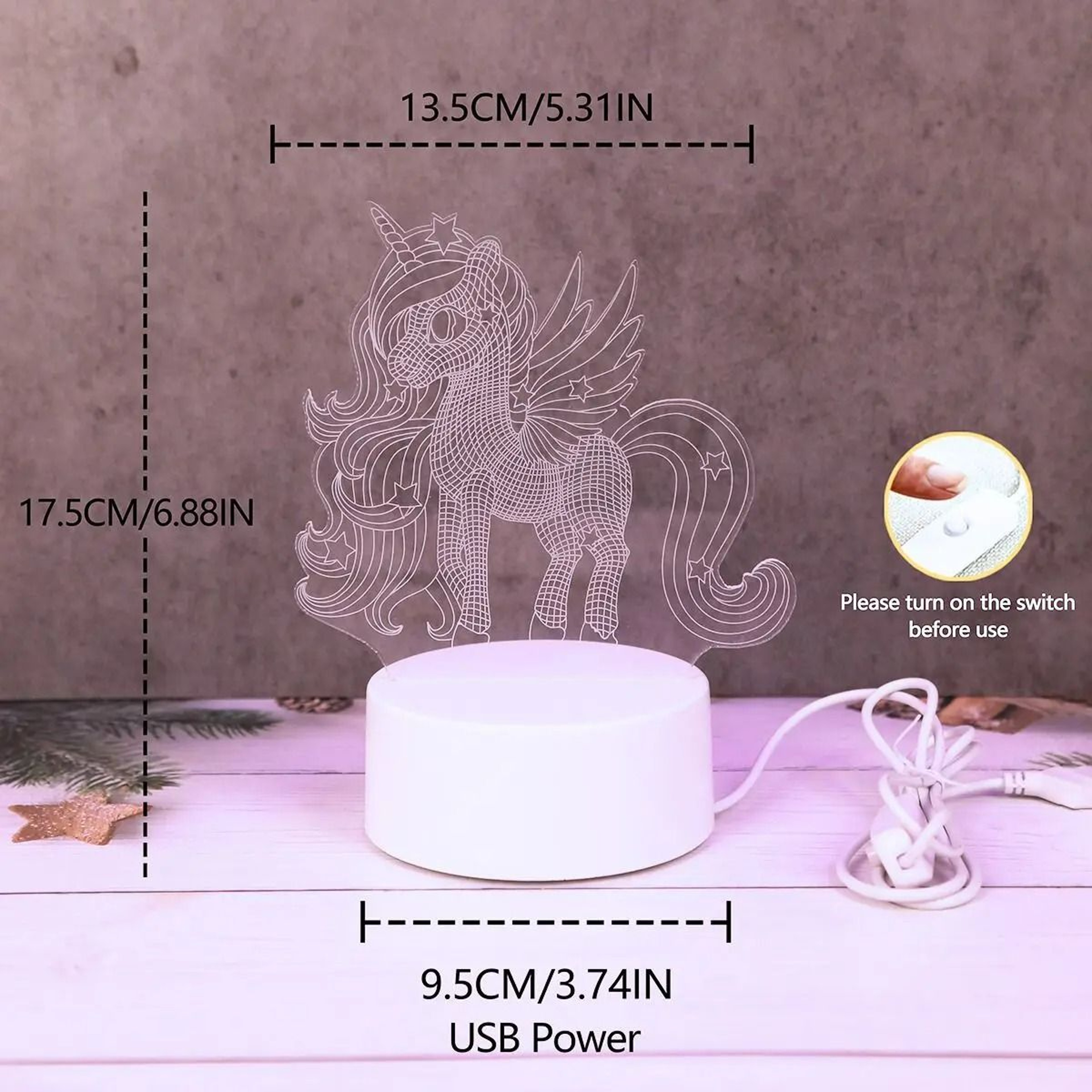 Dreamy 3D Unicorn Pink LED Night Light 6