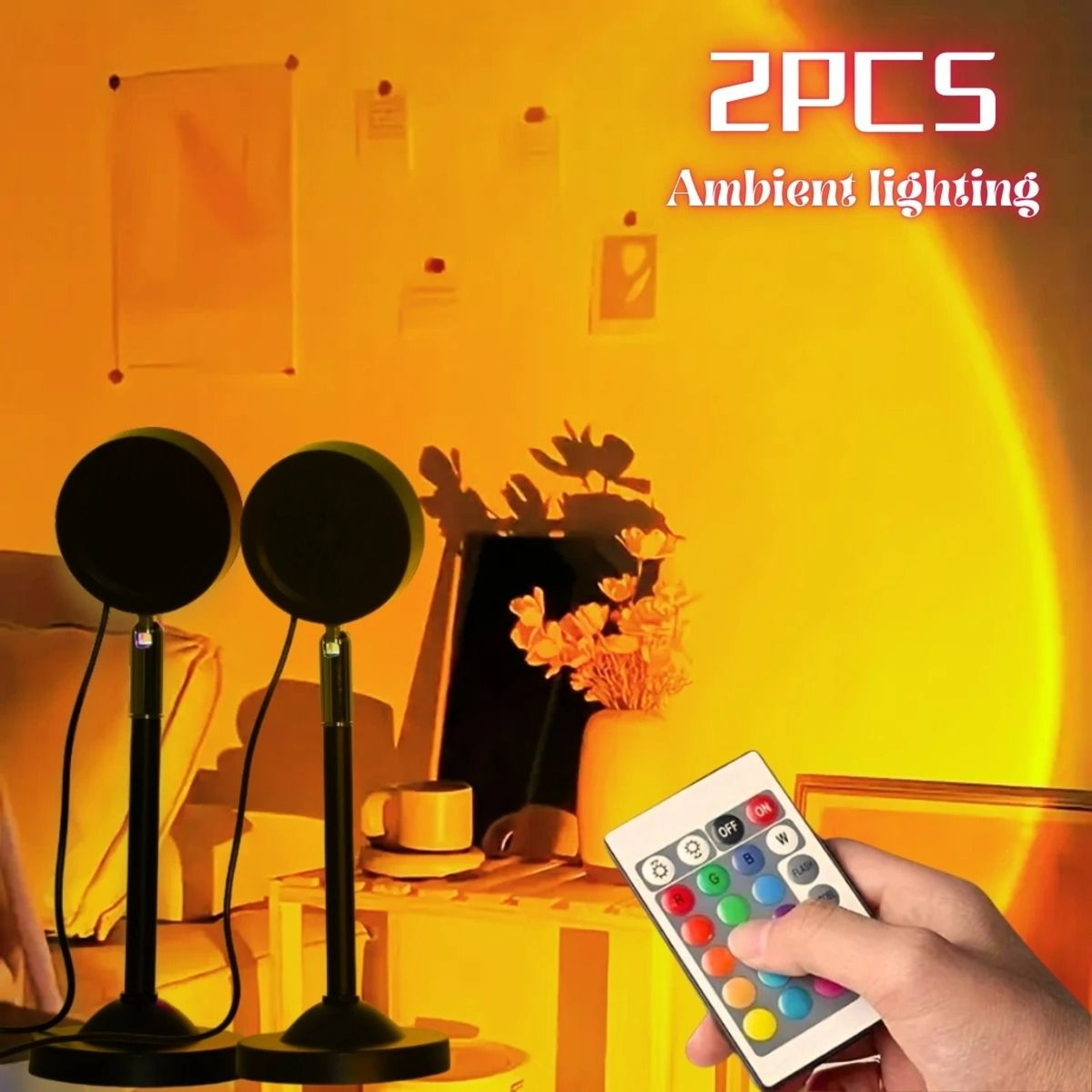 2Pack Vibrant 16Color Sunset Projection Lamp Set 0