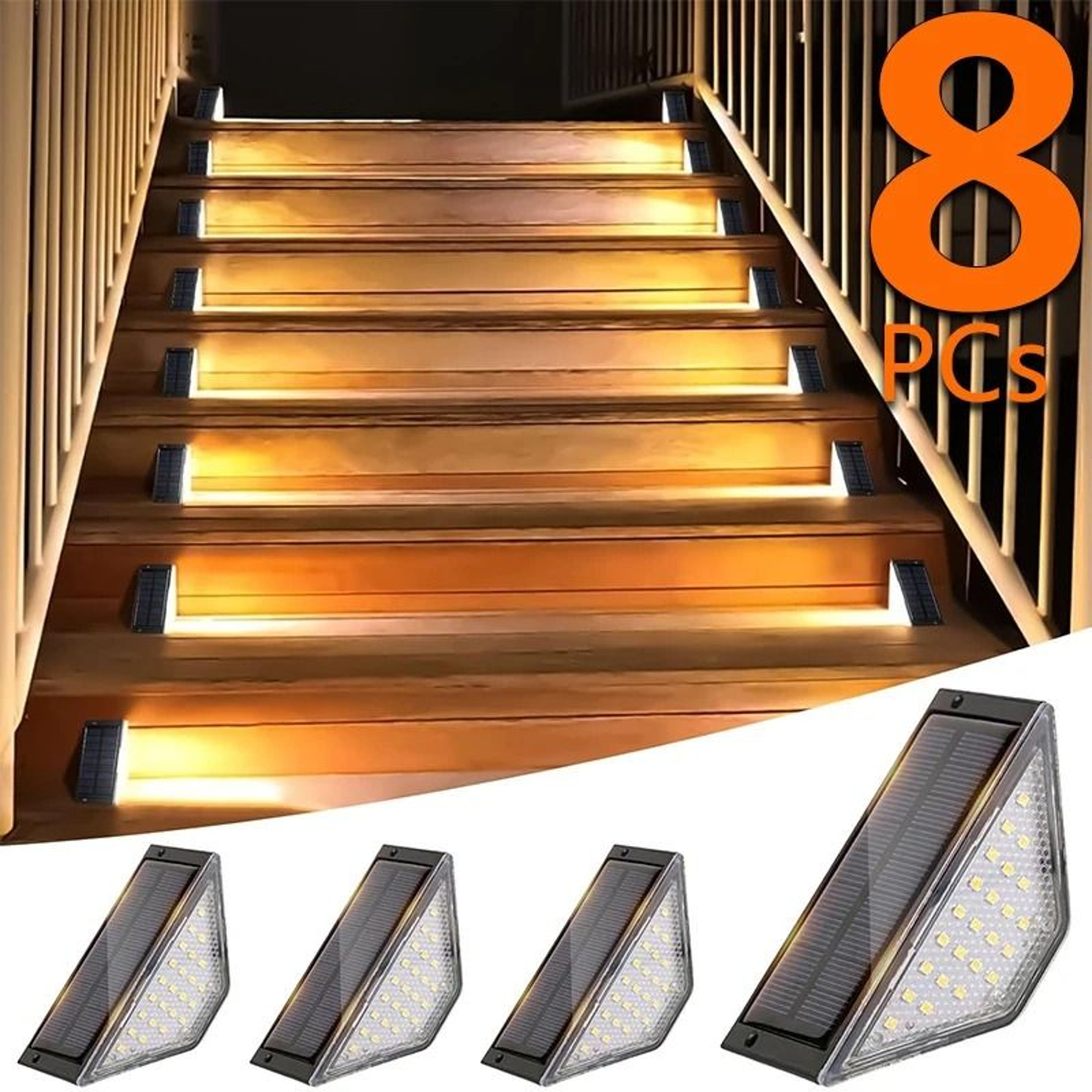 Solar Outdoor Waterproof LED Step  Stair Light Kit 1