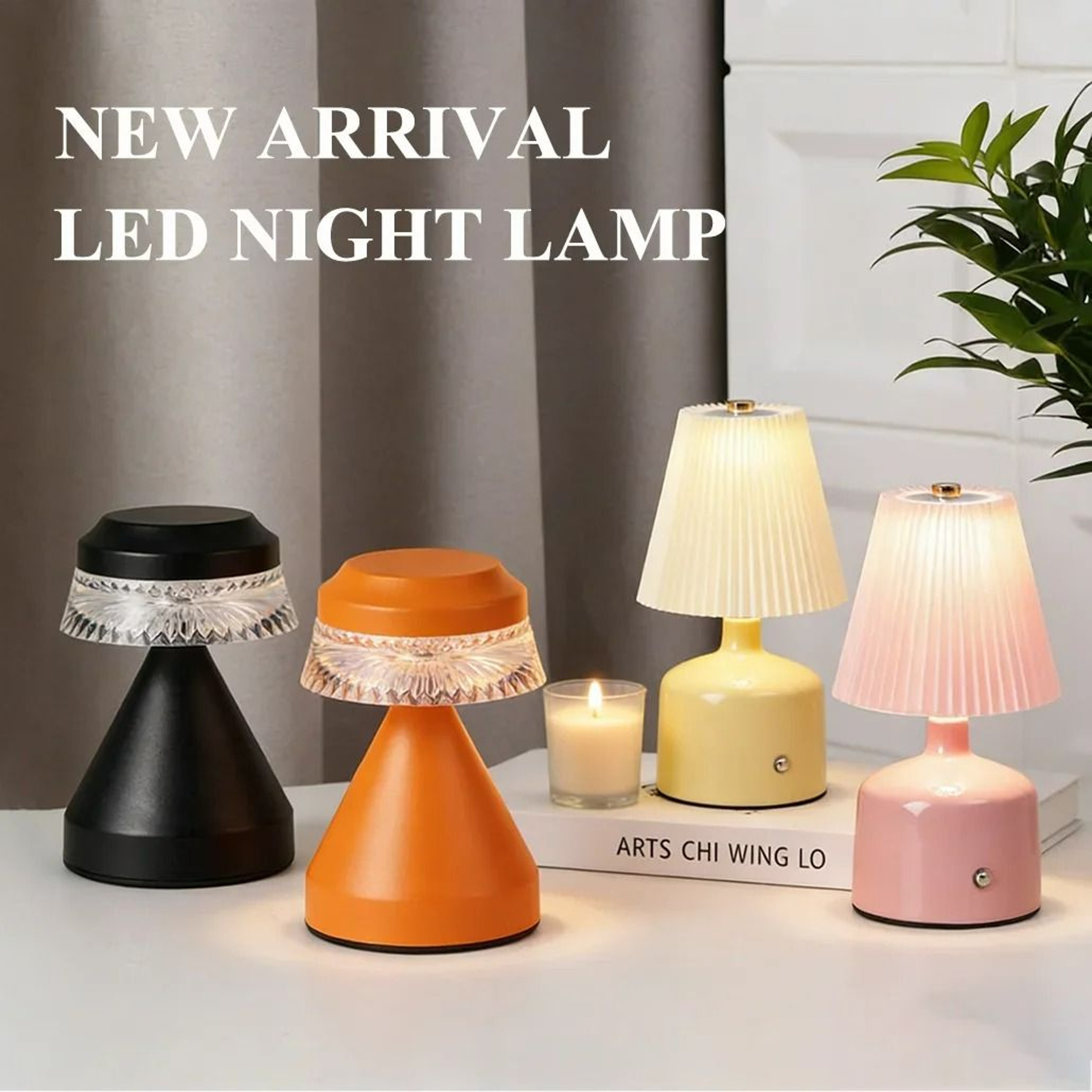 Bedroom Fabric Shade LED Night Light Table Lamp 2