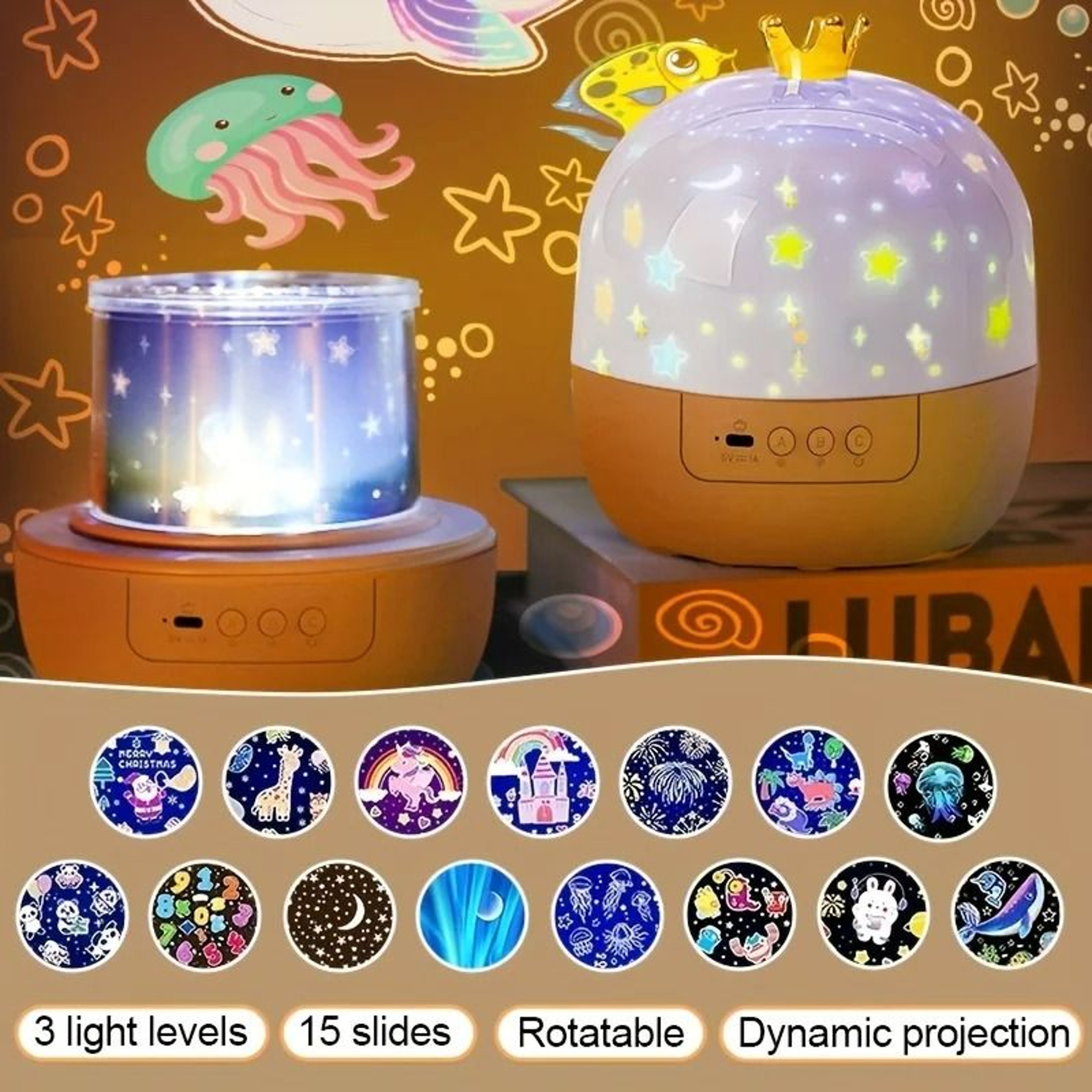 Crown Fantasy Starry Sky 15in1 Projection Night Light 5