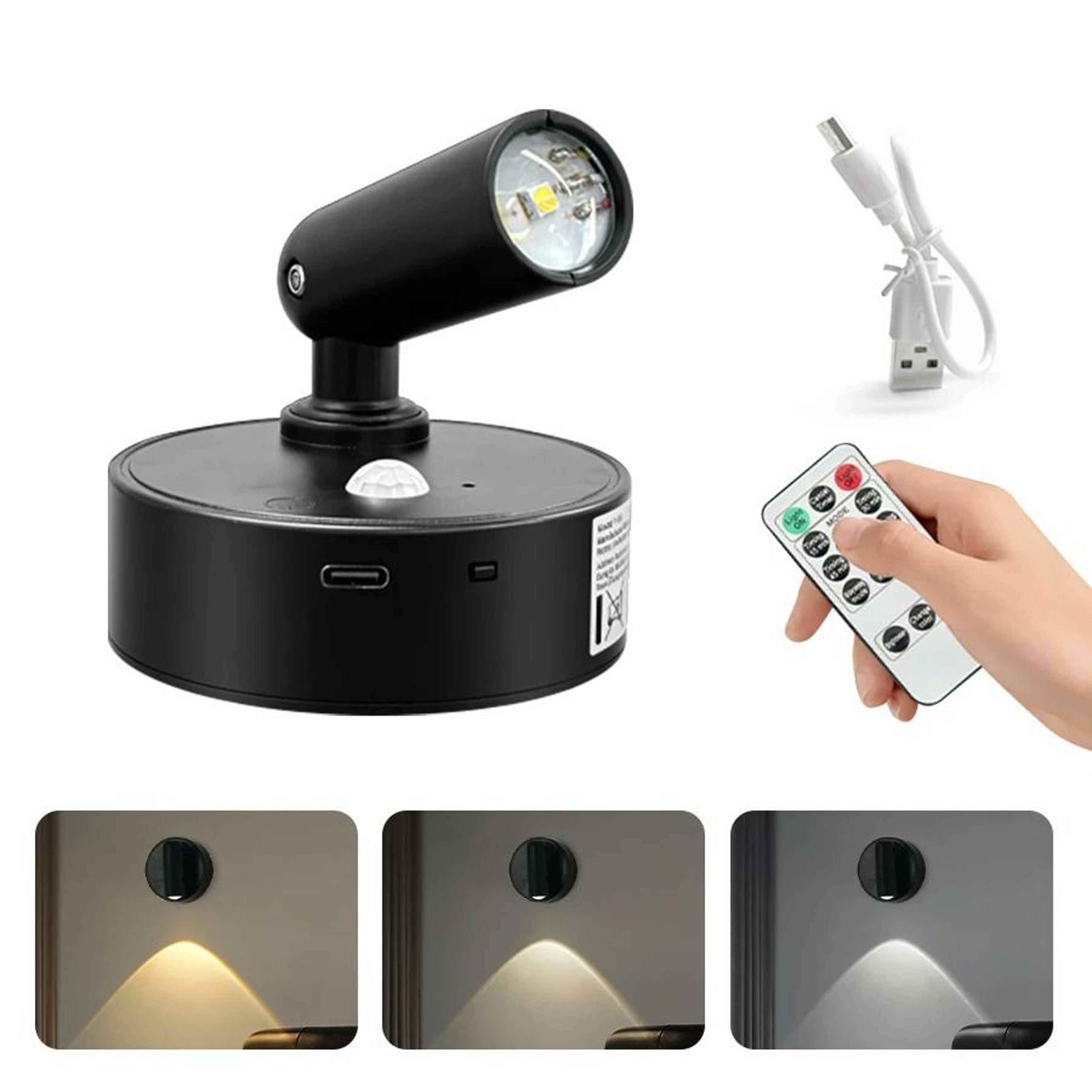 Rechargeable RGB LED Wireless Magnetic Wall Spotlight 8