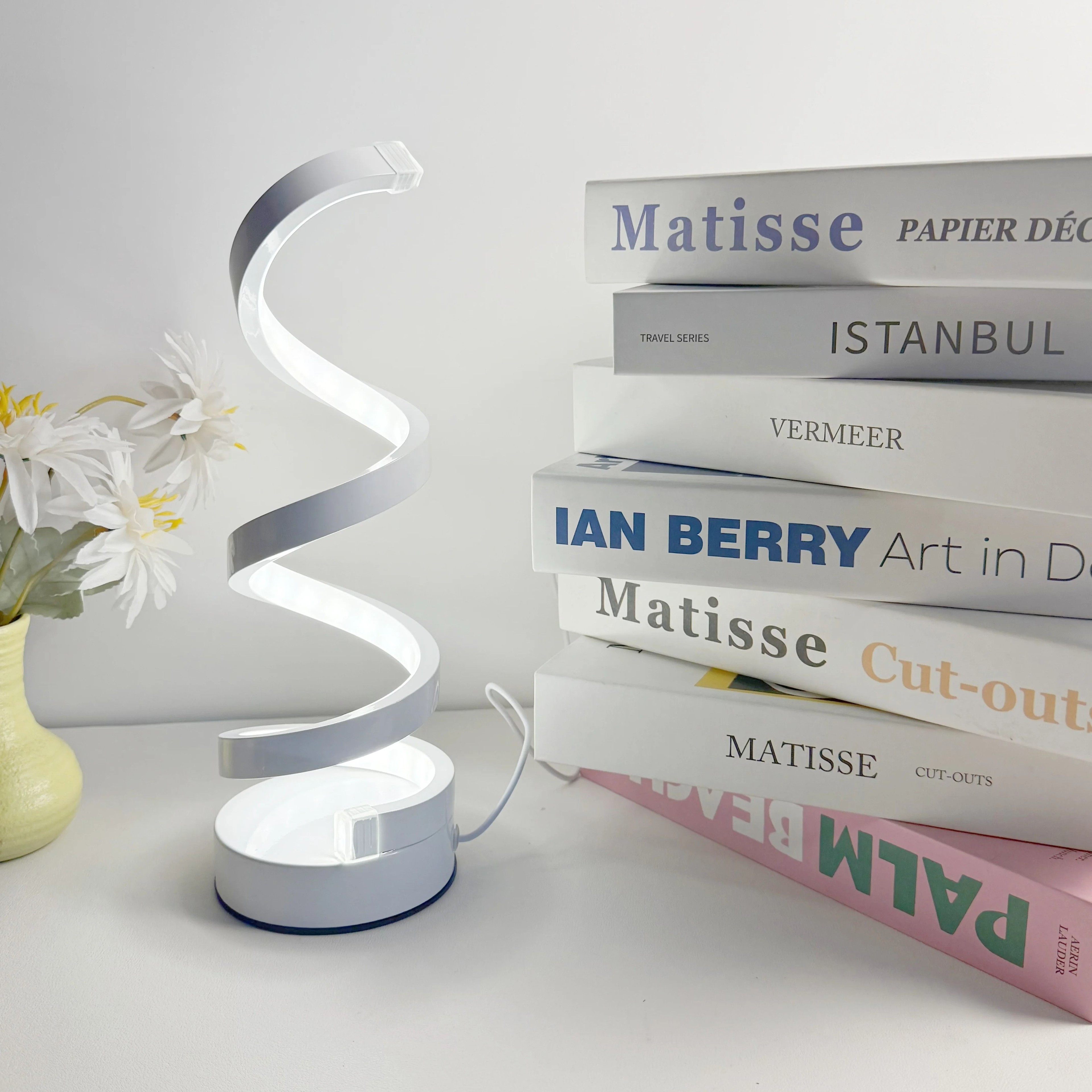 Modern Elegant White Spiral LED Desk Lamp 7