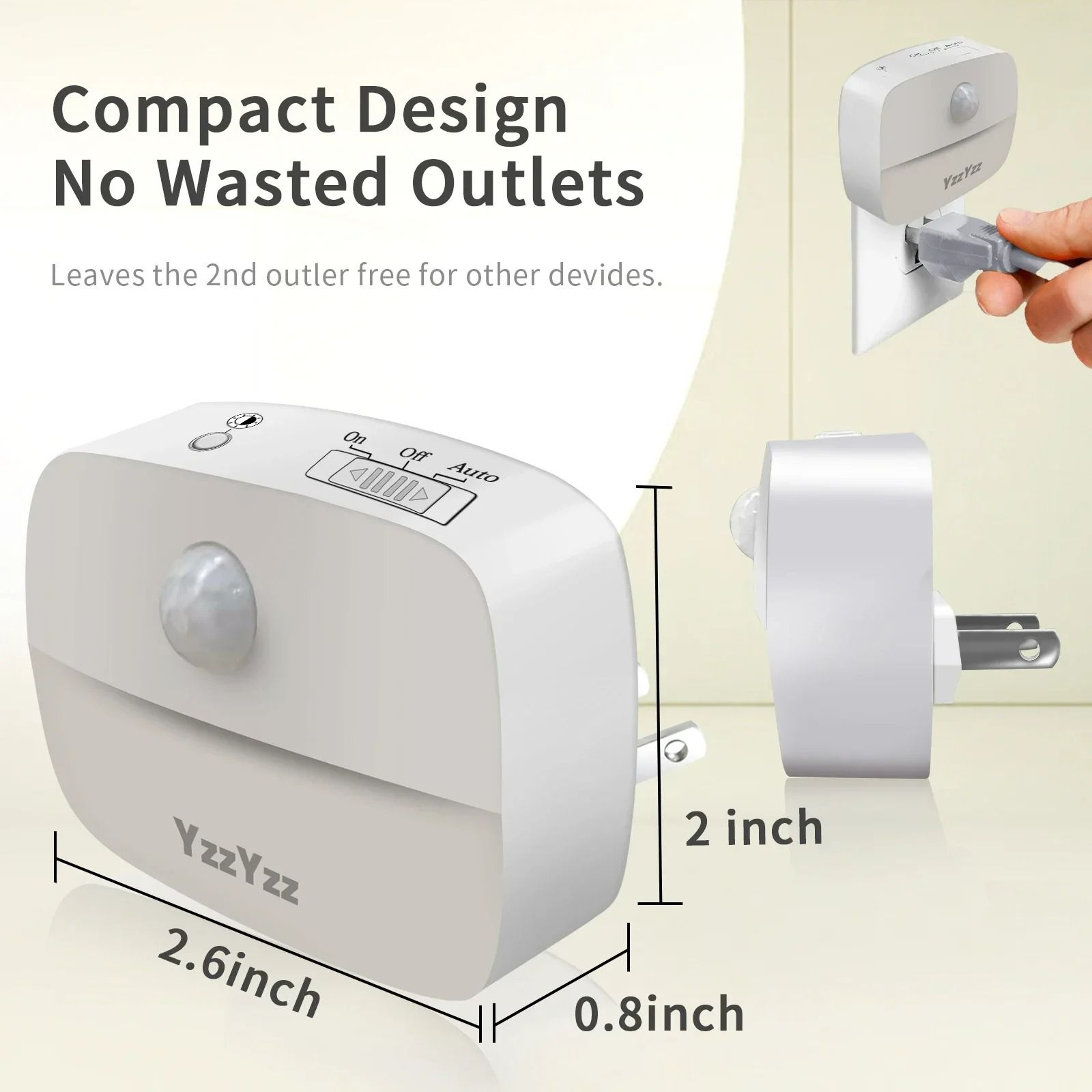 Plugin LED Motion Sensor Night Light US Plug 4