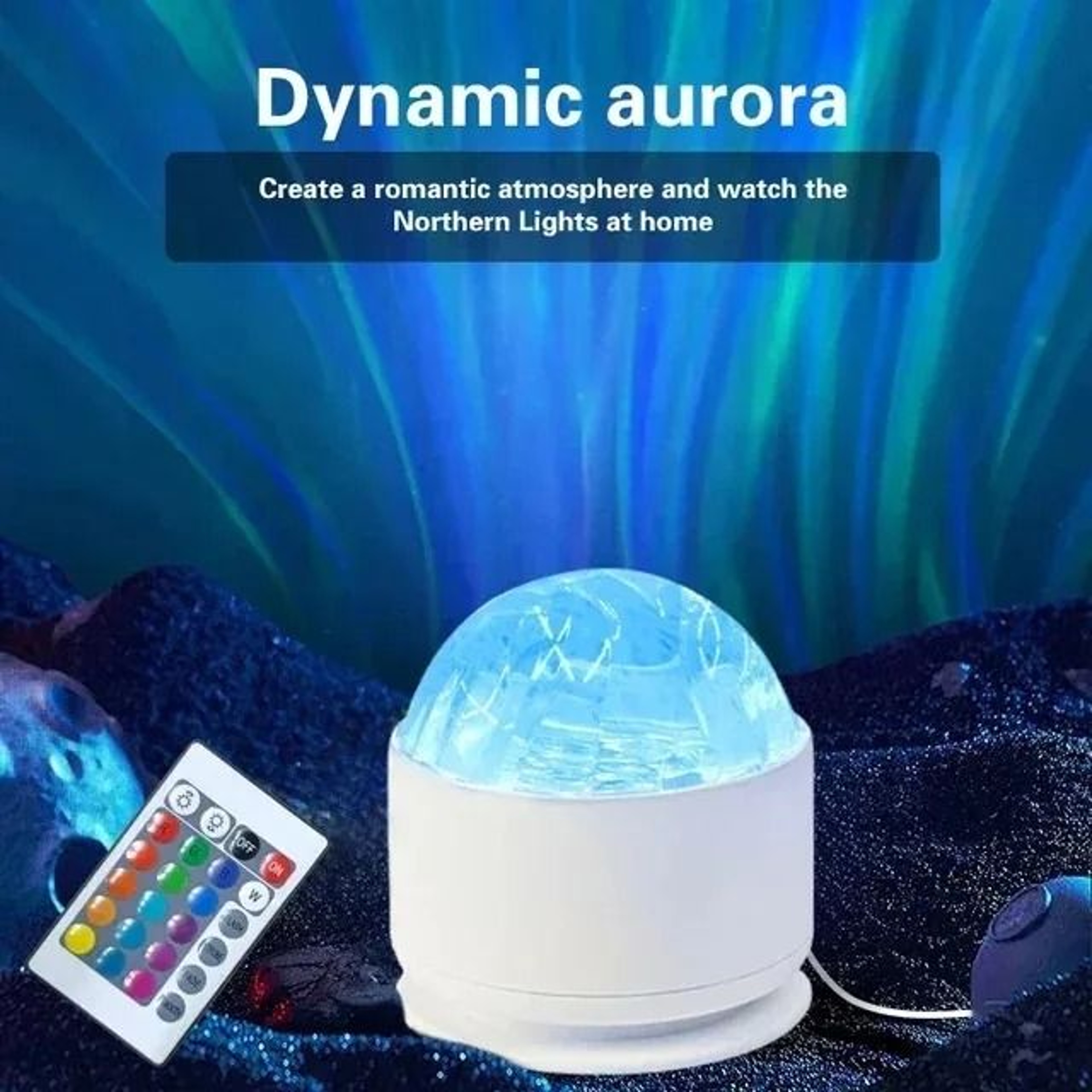 RGB 16Color Dynamic Water Ripple  Aurora LED Table Lamp 8