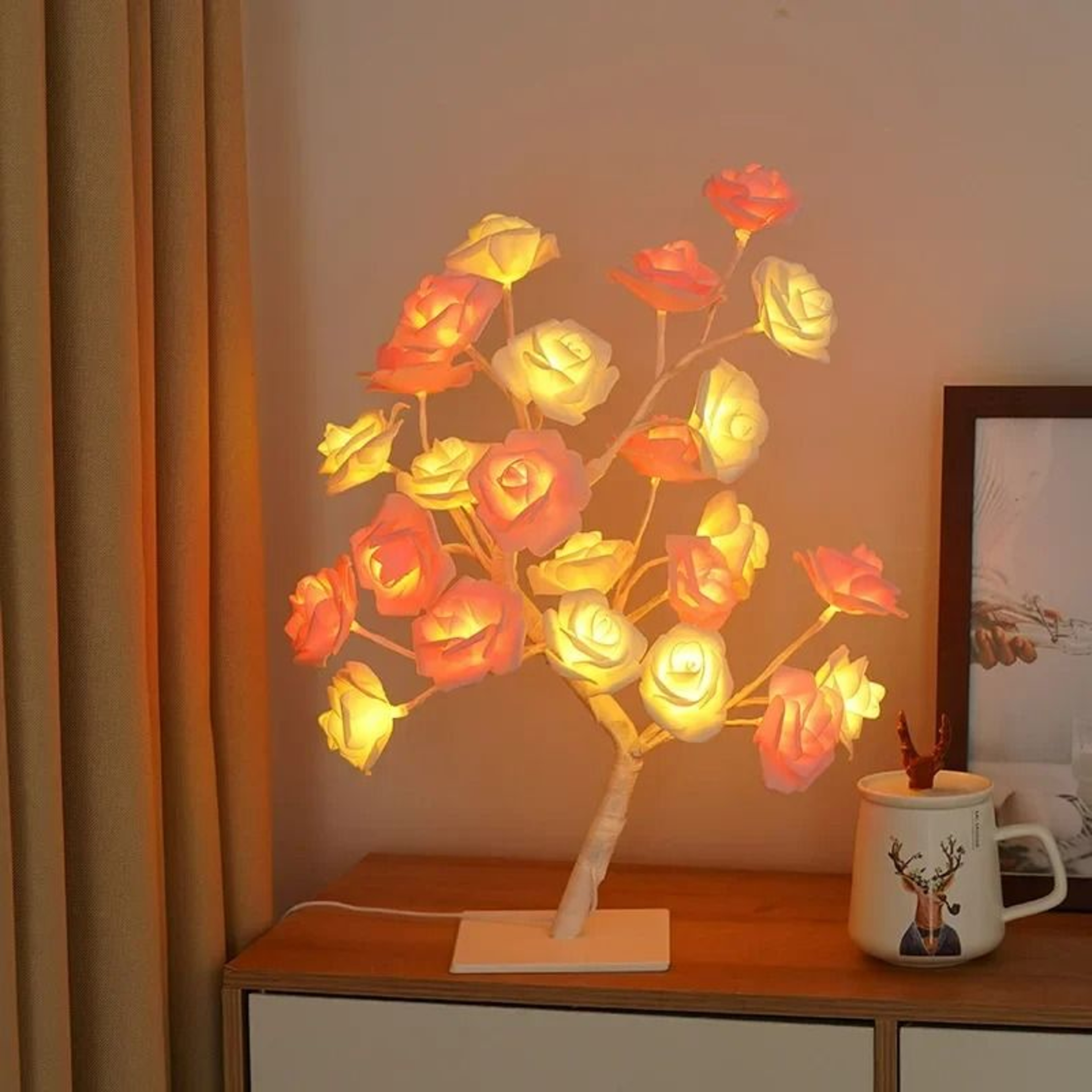 24 LED Rose Flower Tree Tabletop Desk Lamp 3