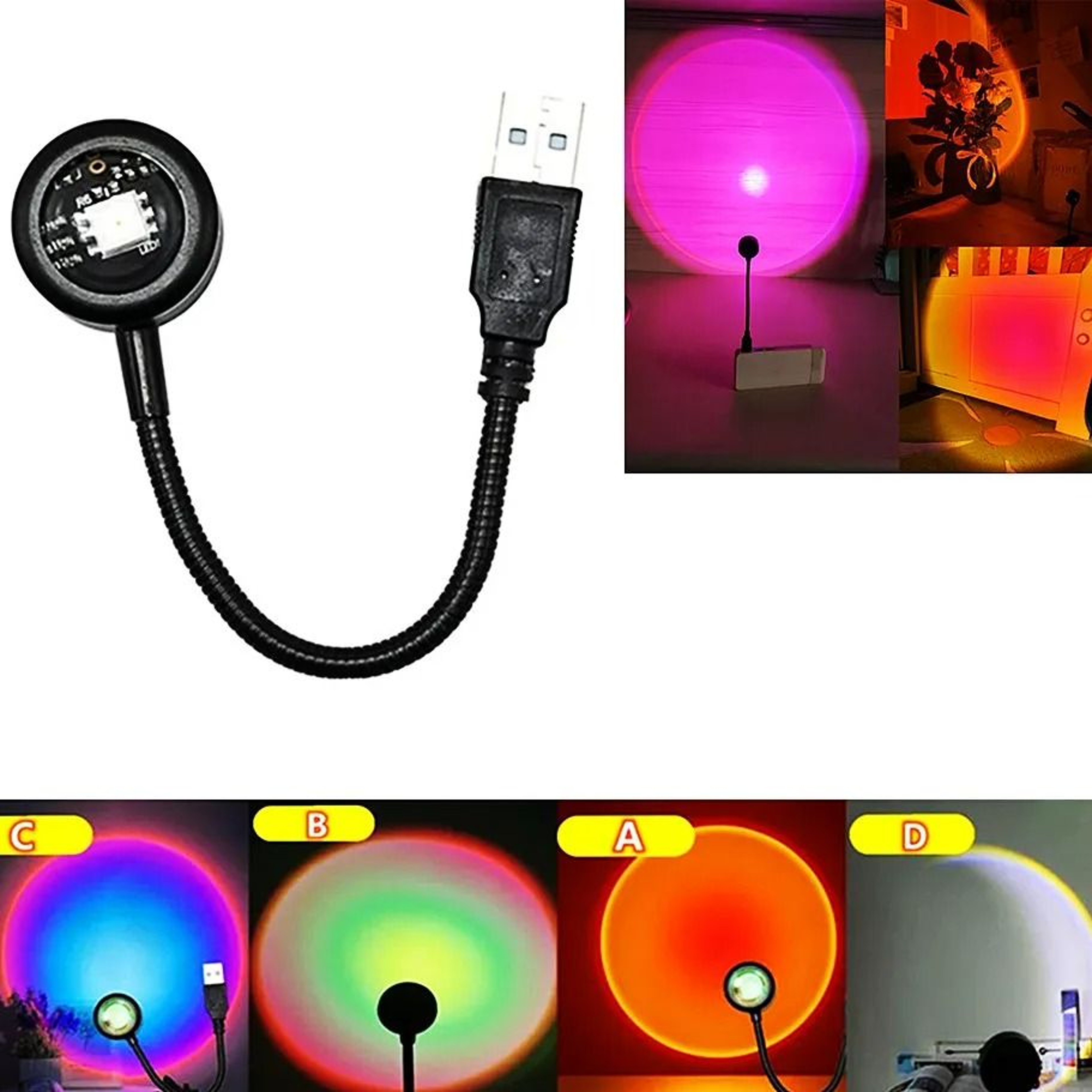 USB Sunset Projection LED Atmosphere Desk Lamp 1