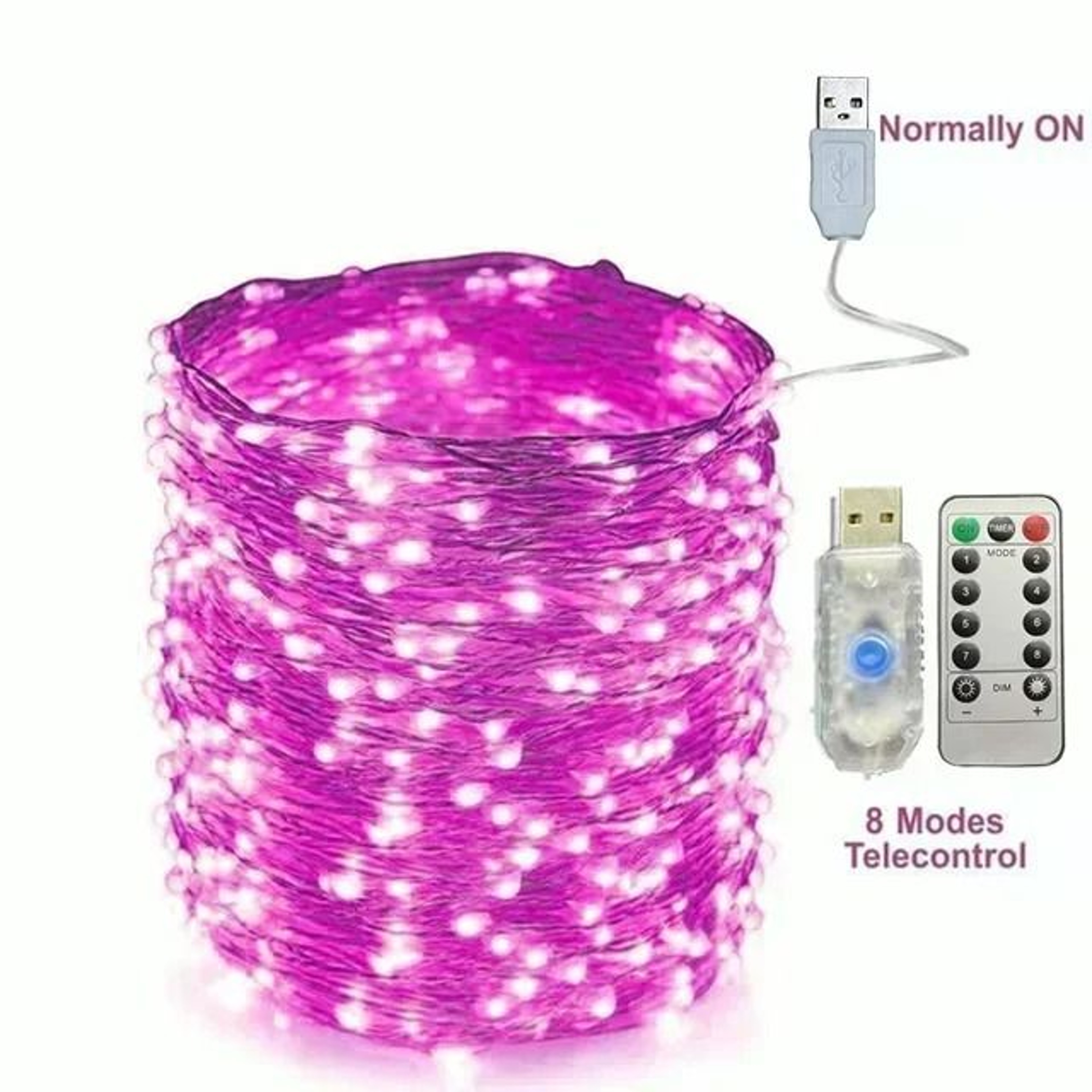 USB 8Mode RemoteControl LED Christmas String Lights 12