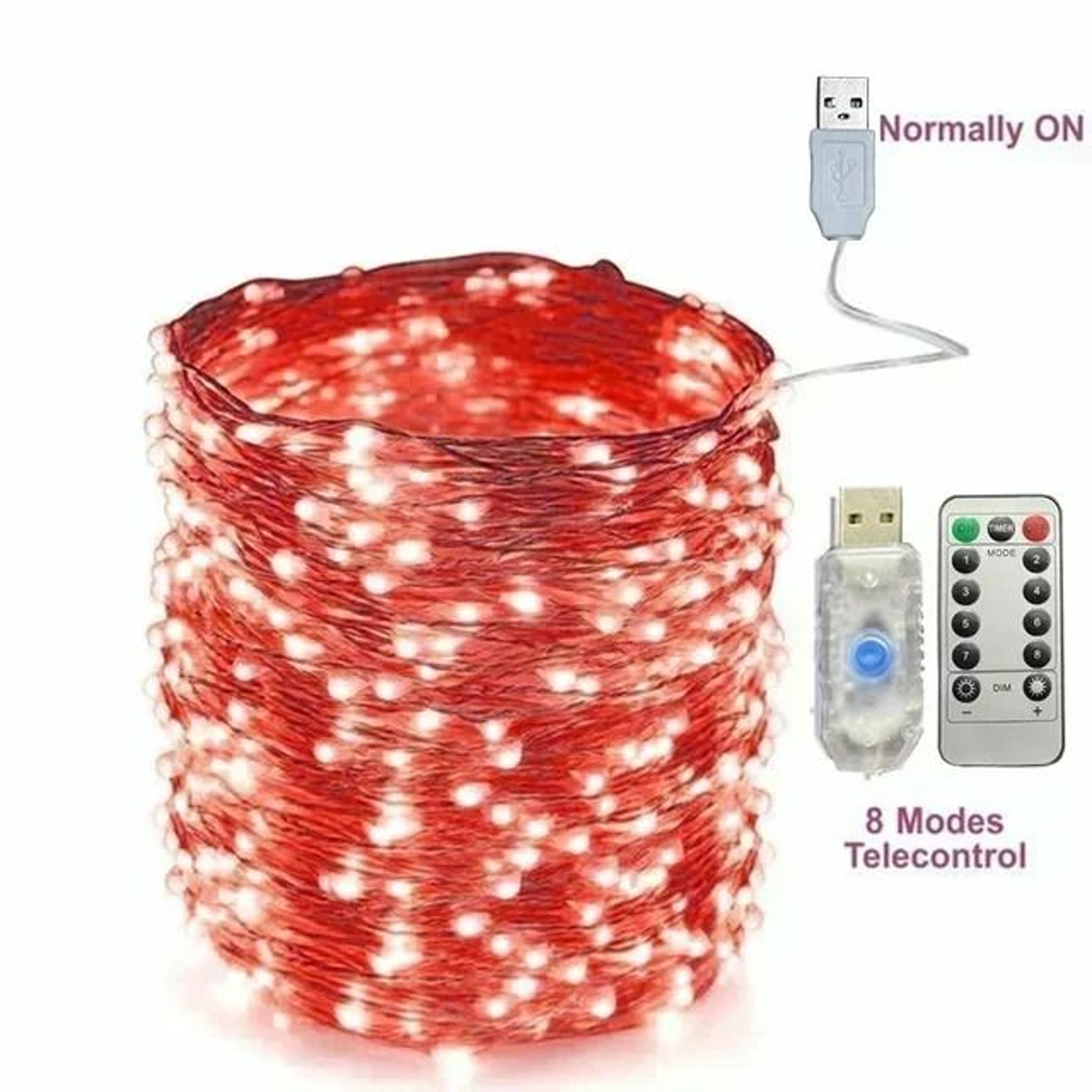 USB 8Mode RemoteControl LED Christmas String Lights 10