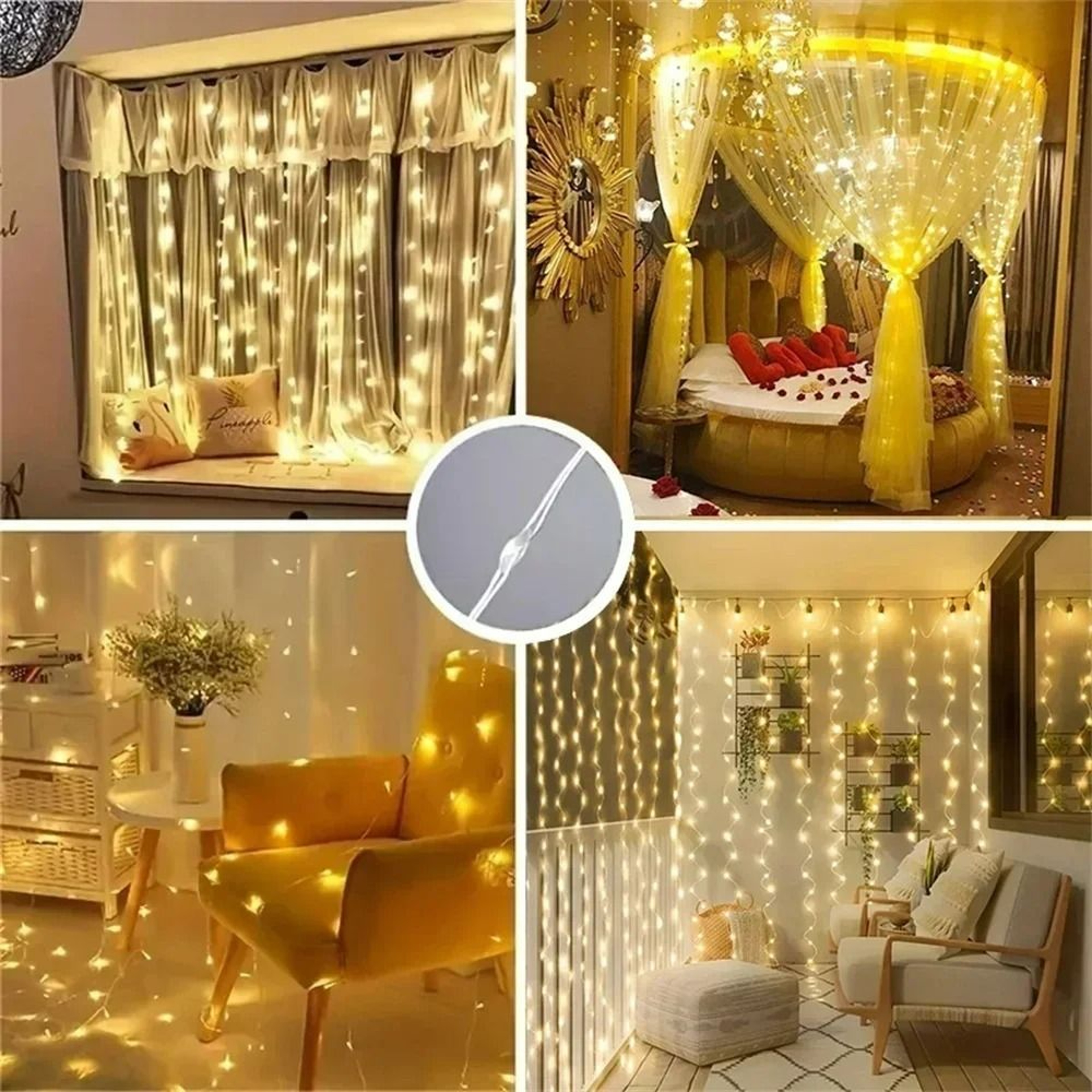 USB RemoteControlled LED Curtain String Lights 6