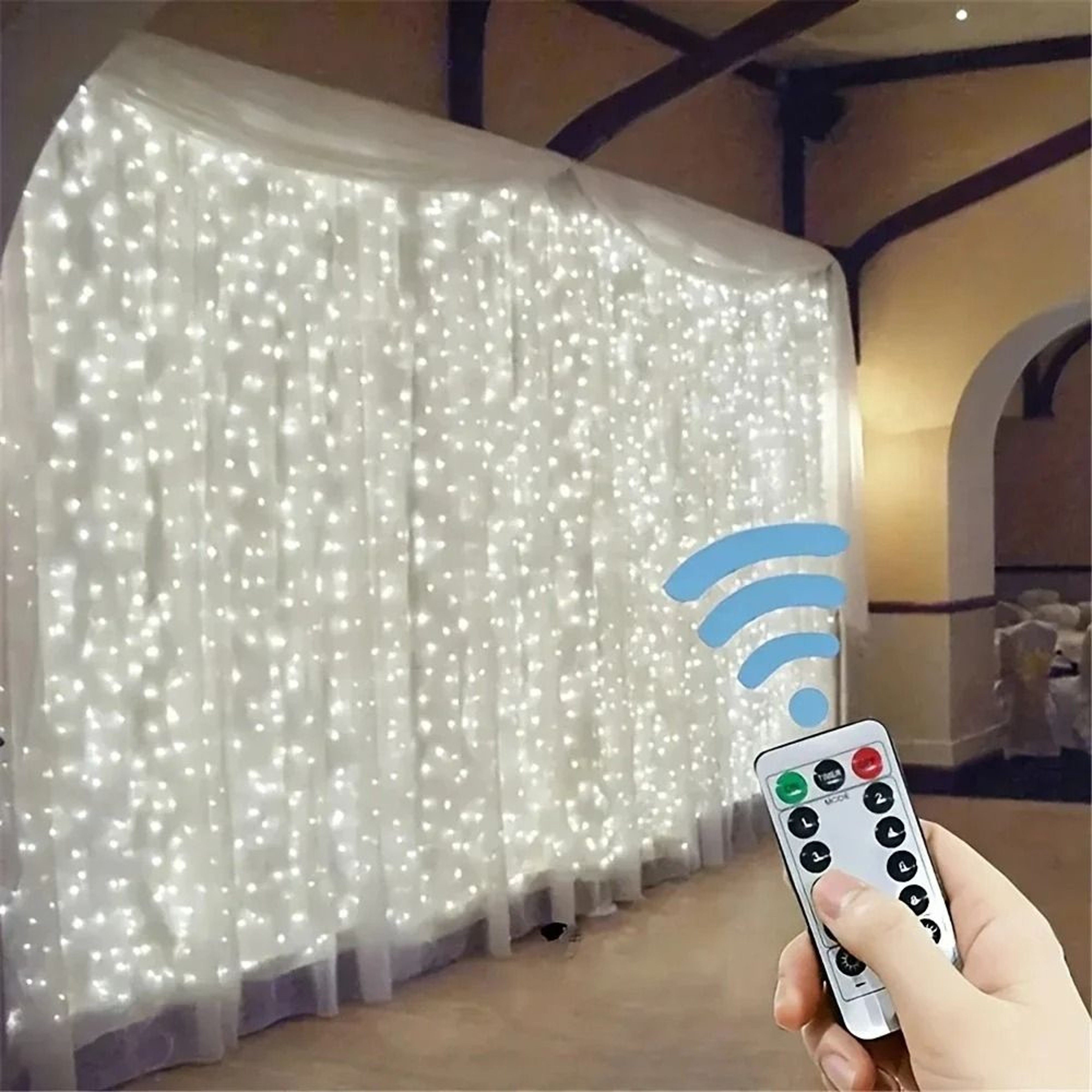 USB RemoteControlled LED Curtain String Lights 3