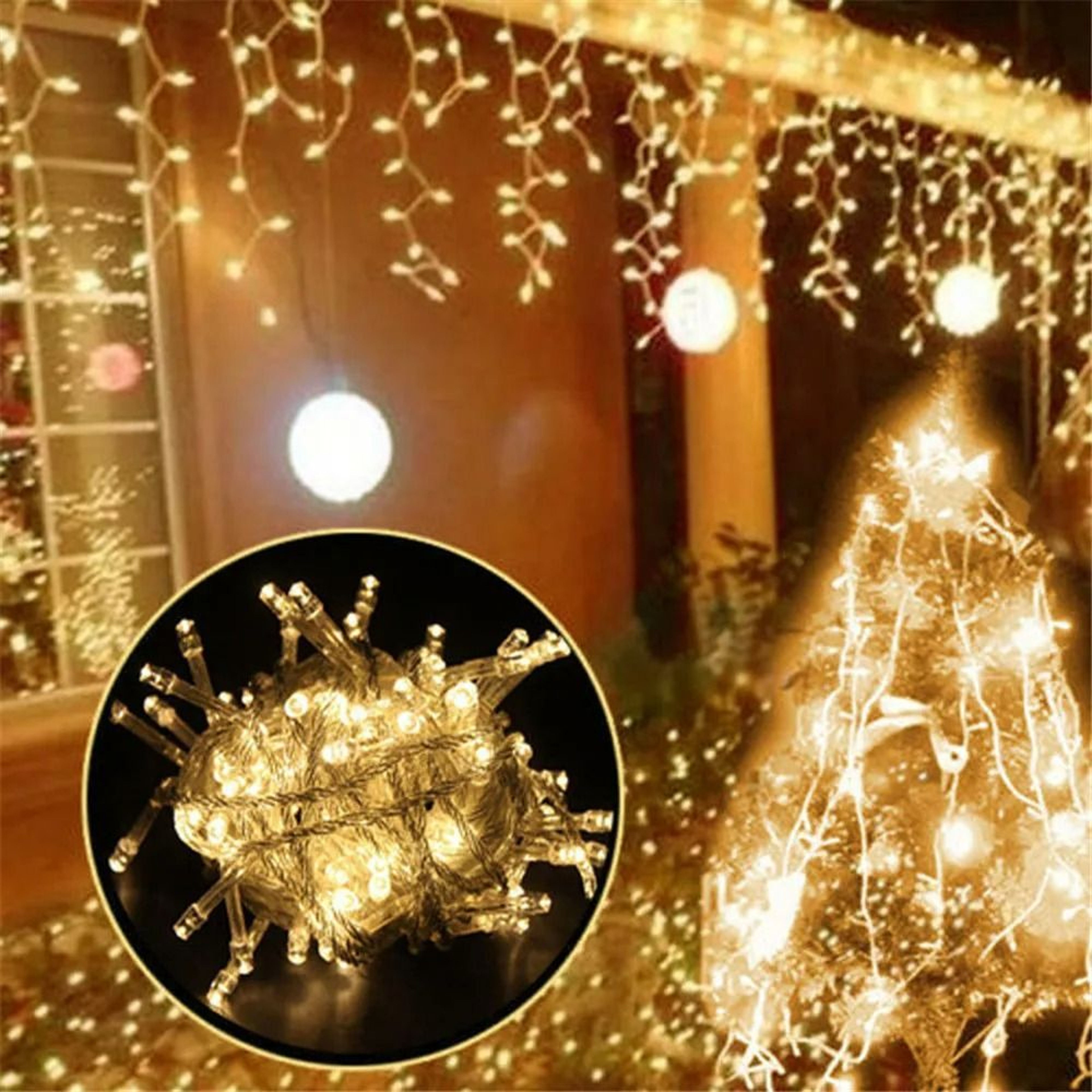 LED Waterfall Icicle Curtain Lights Outdoor Eaves String Lights 3