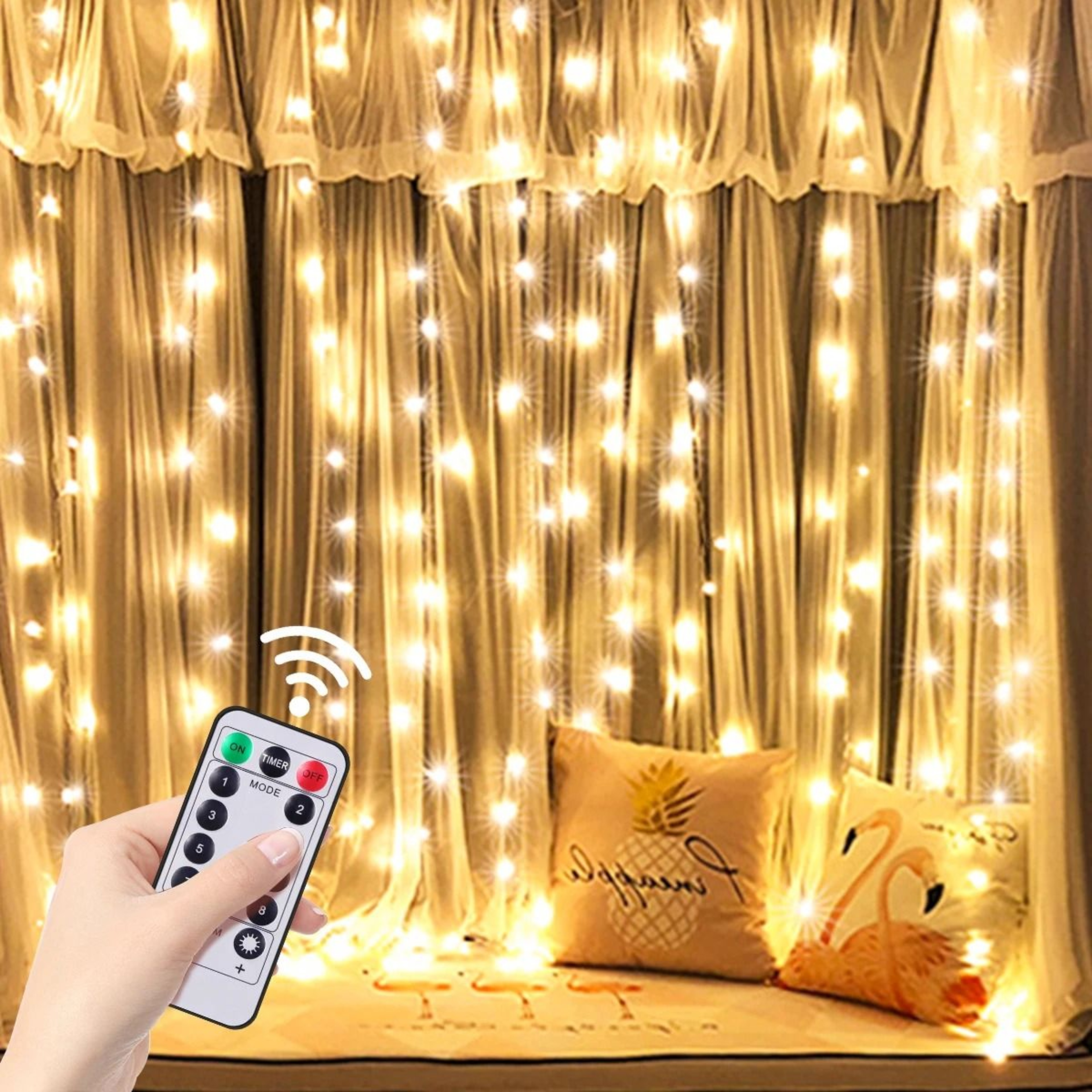 USB Fairy Curtain Lights With Remote Control Hanging String Lights 8