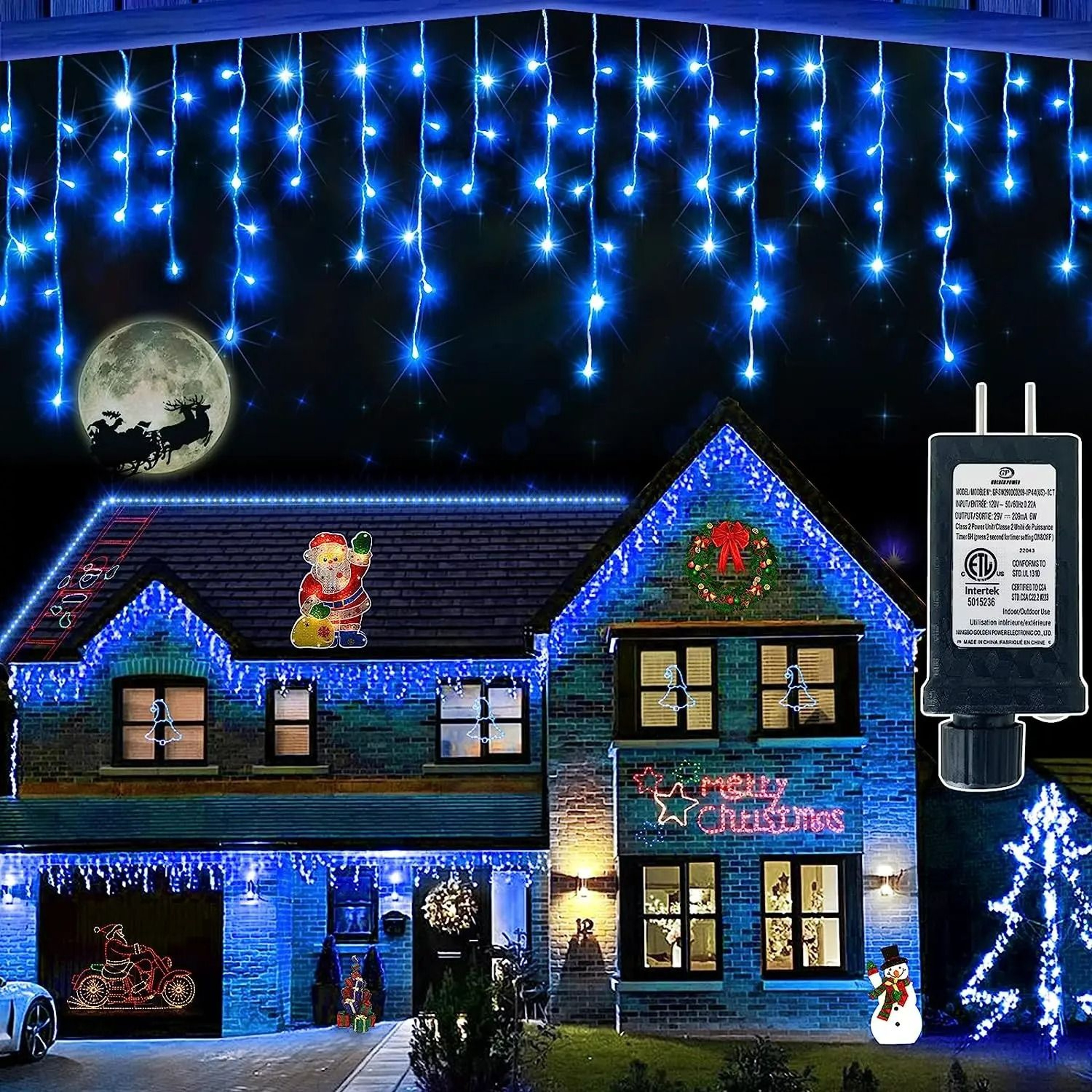LowVoltage Safety Icicle Curtain Lights Outdoor Eaves String Lights 7