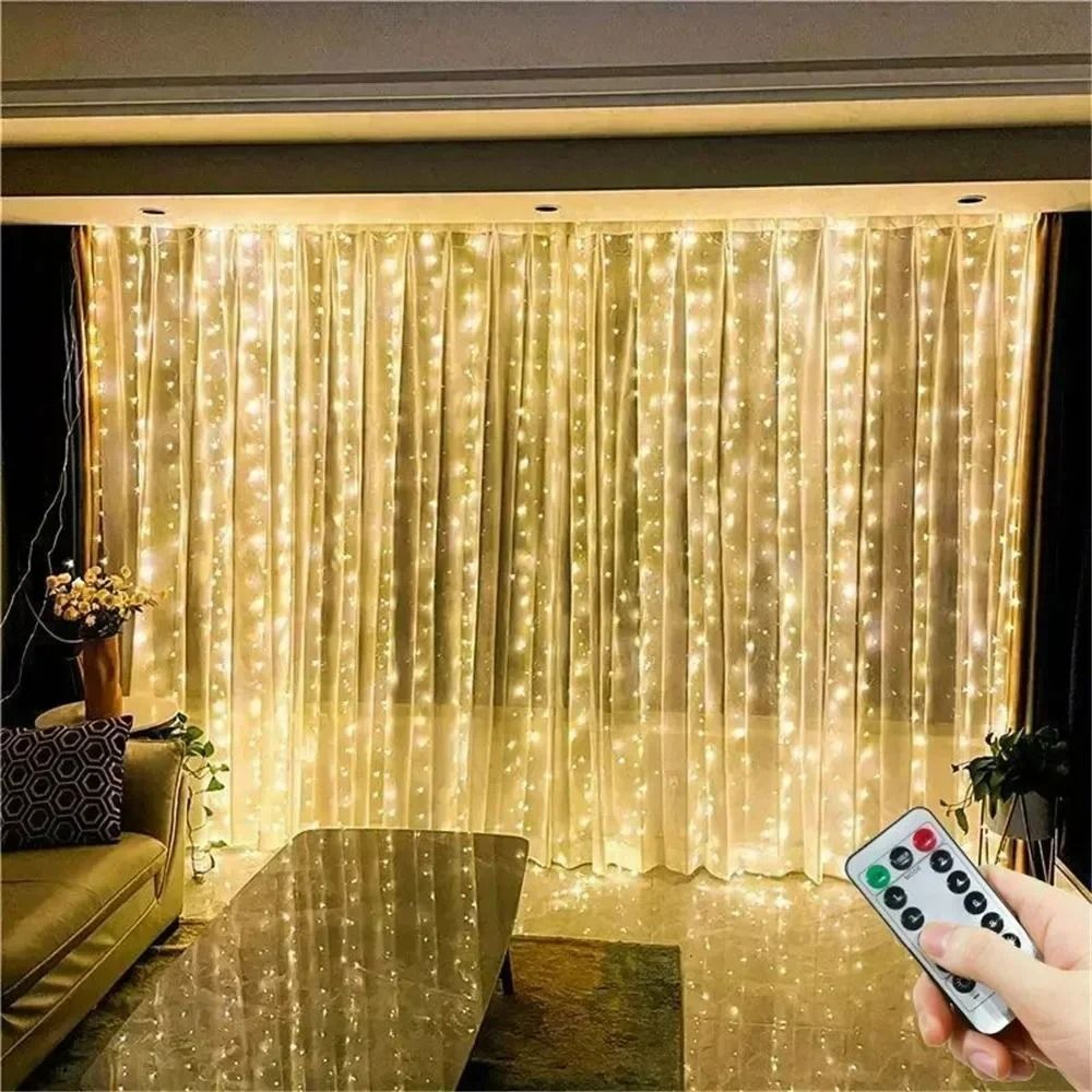 Aurora Cascade USB Wall Grid Hanging LED String Lights 3