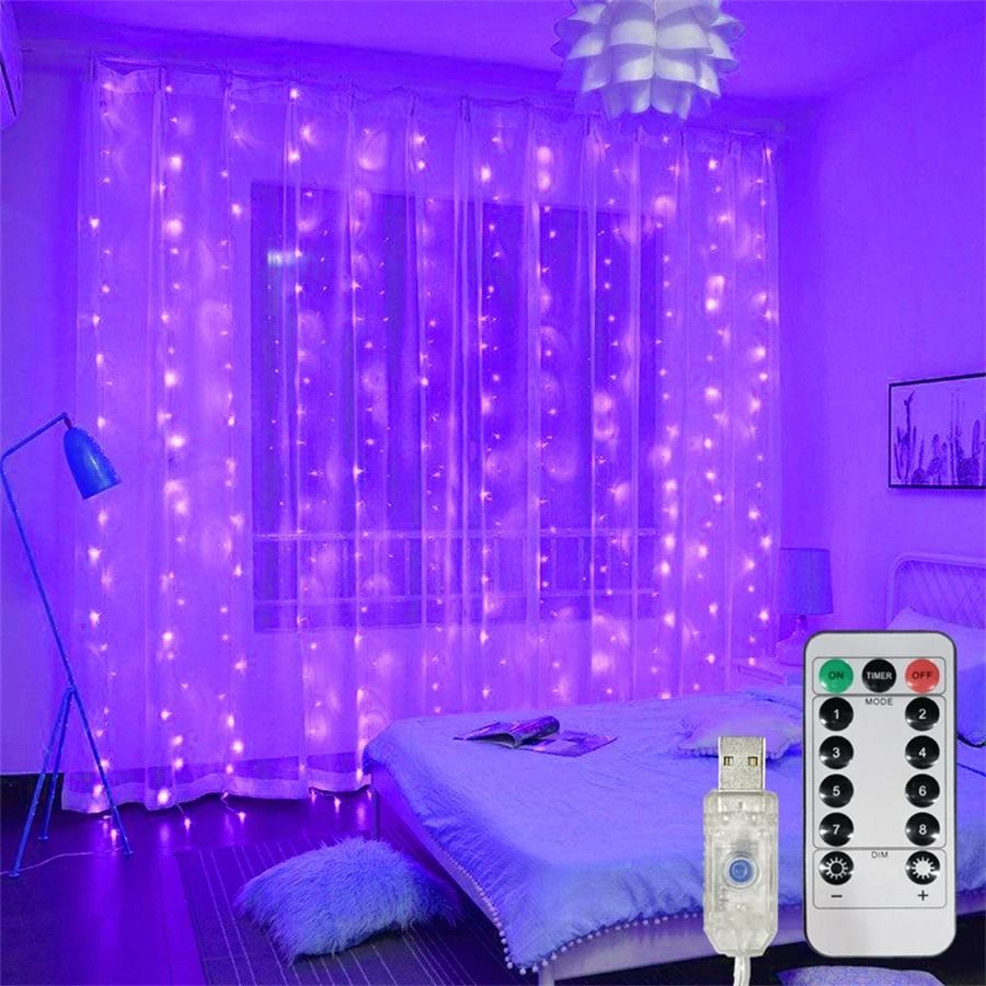 Aesthetic Window Glow Grid USB Hanging LED Tapestry Lights Decoration 11