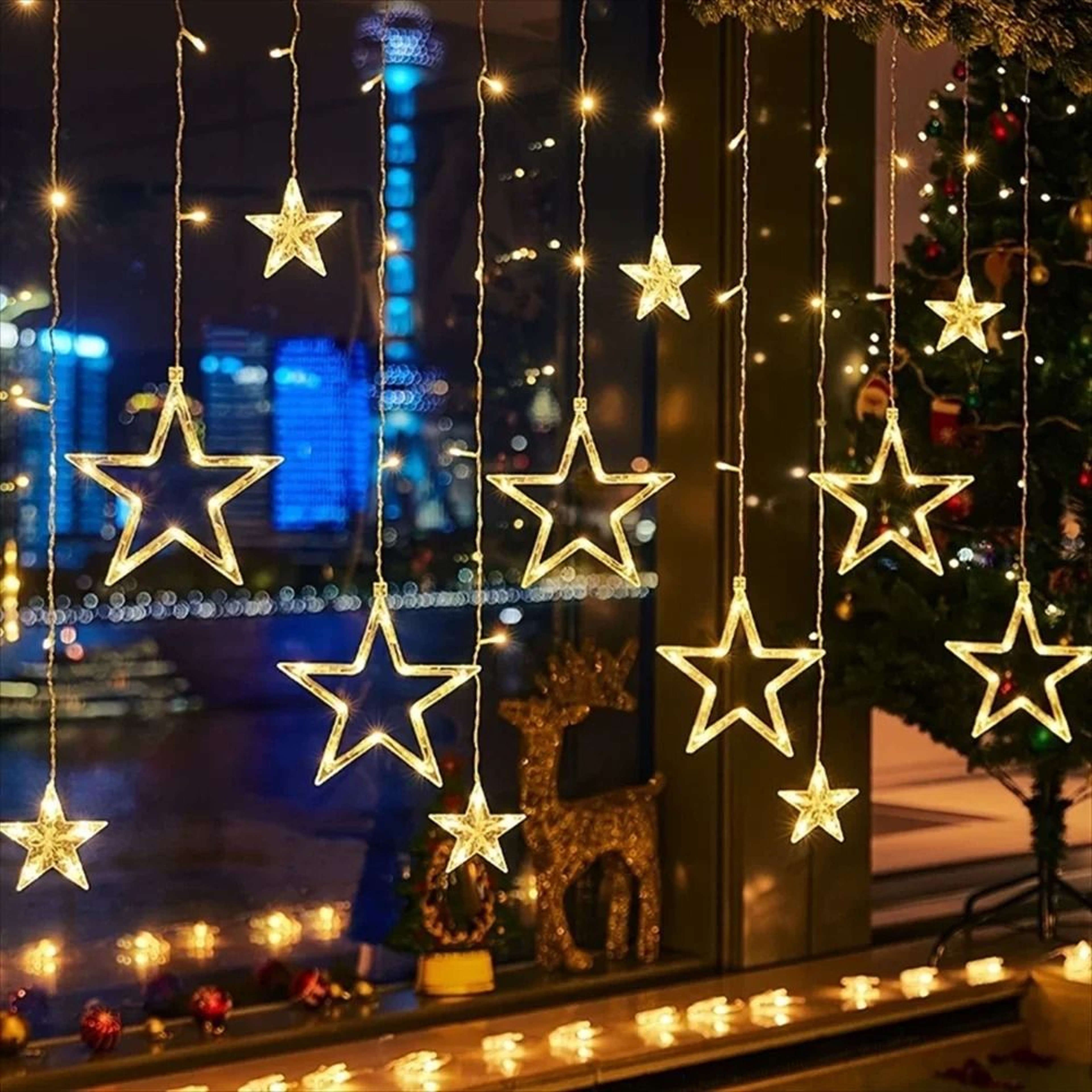 Celestial Starfall Window Icicle LED Curtain Lights 2