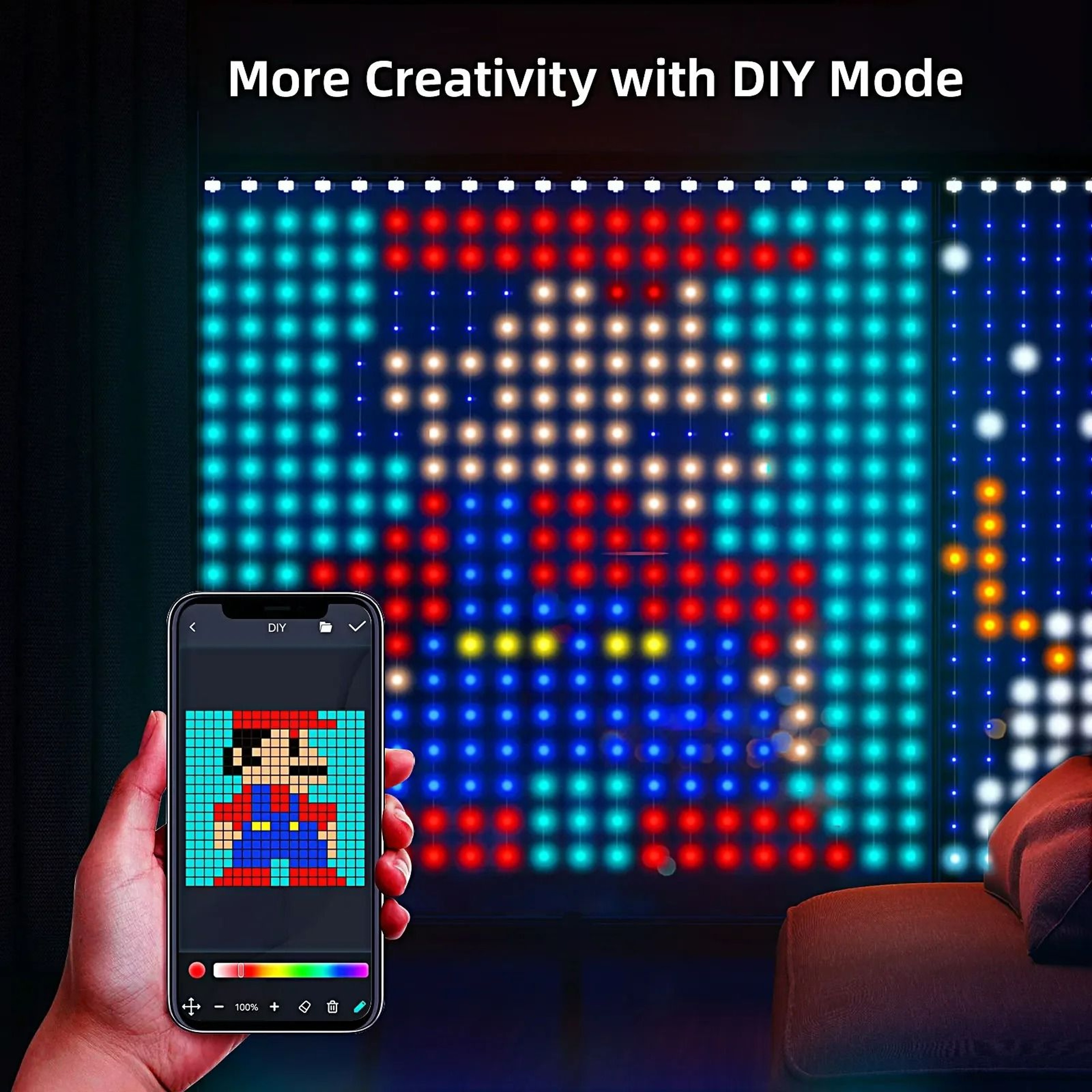 PrismGrid Smart RGB AppControlled Curtain Lights 2Pack 2