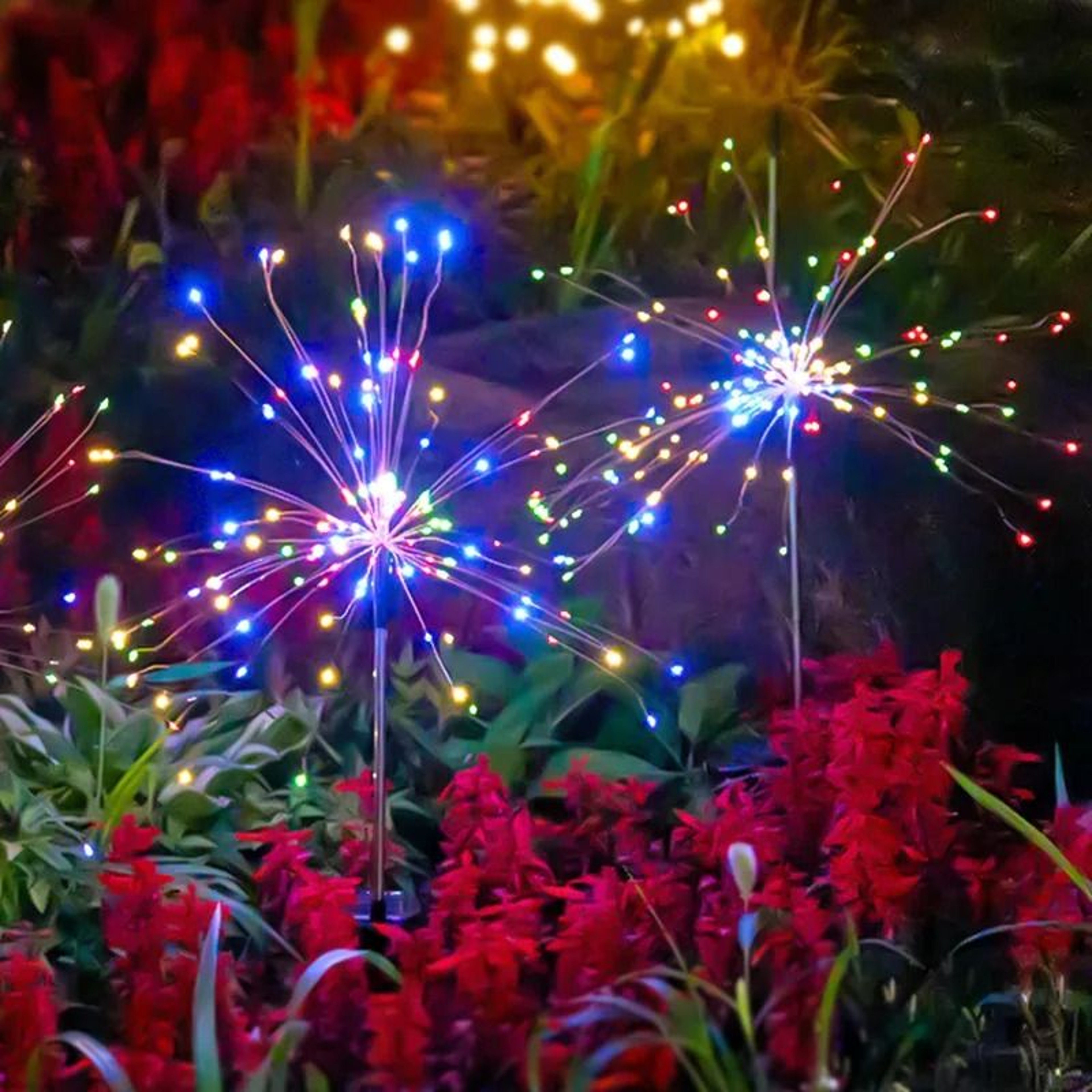 Solar Outdoor Firework Dandelion Ground Plug Light 0