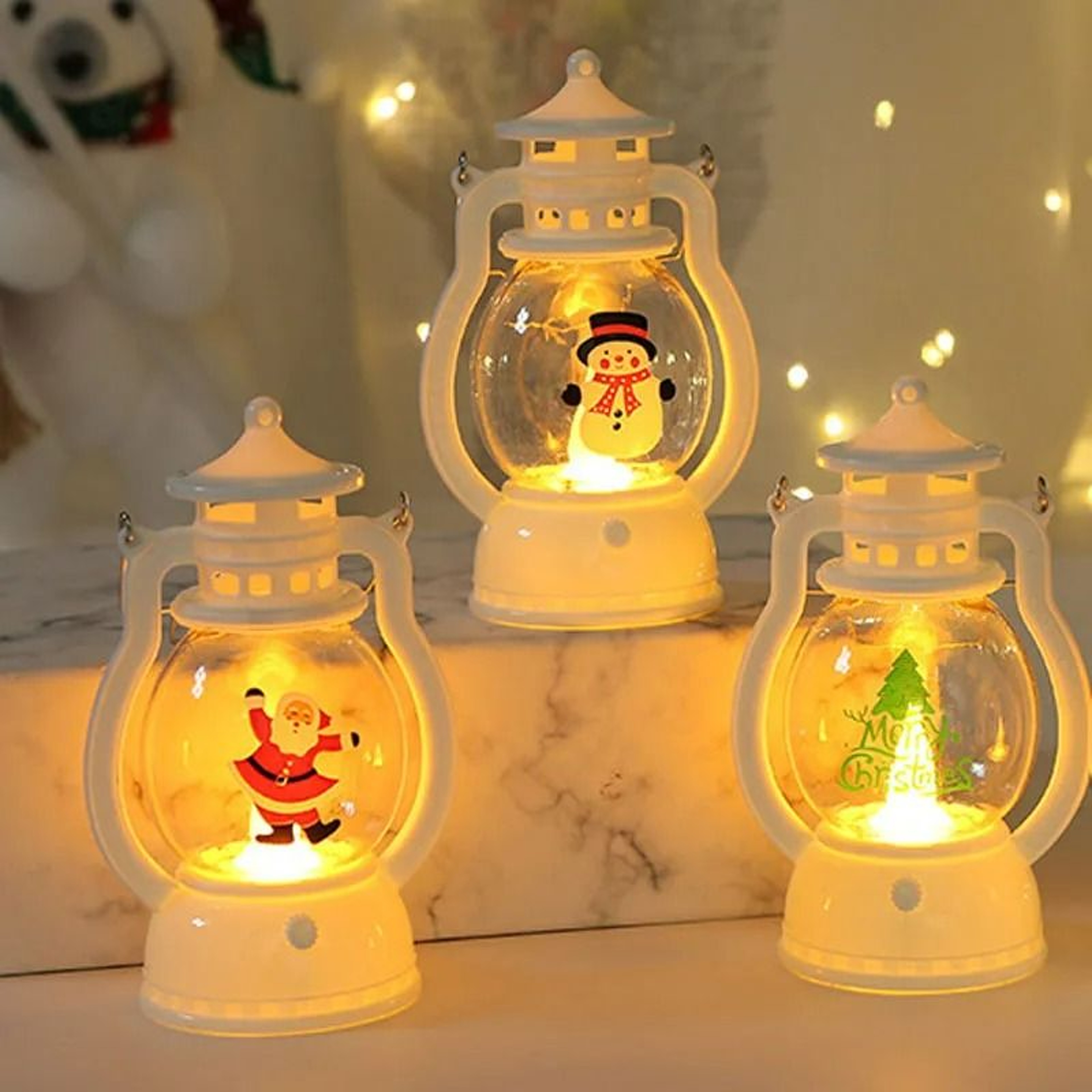 Portable LED Christmas Santa Claus  Snowman Lantern 1
