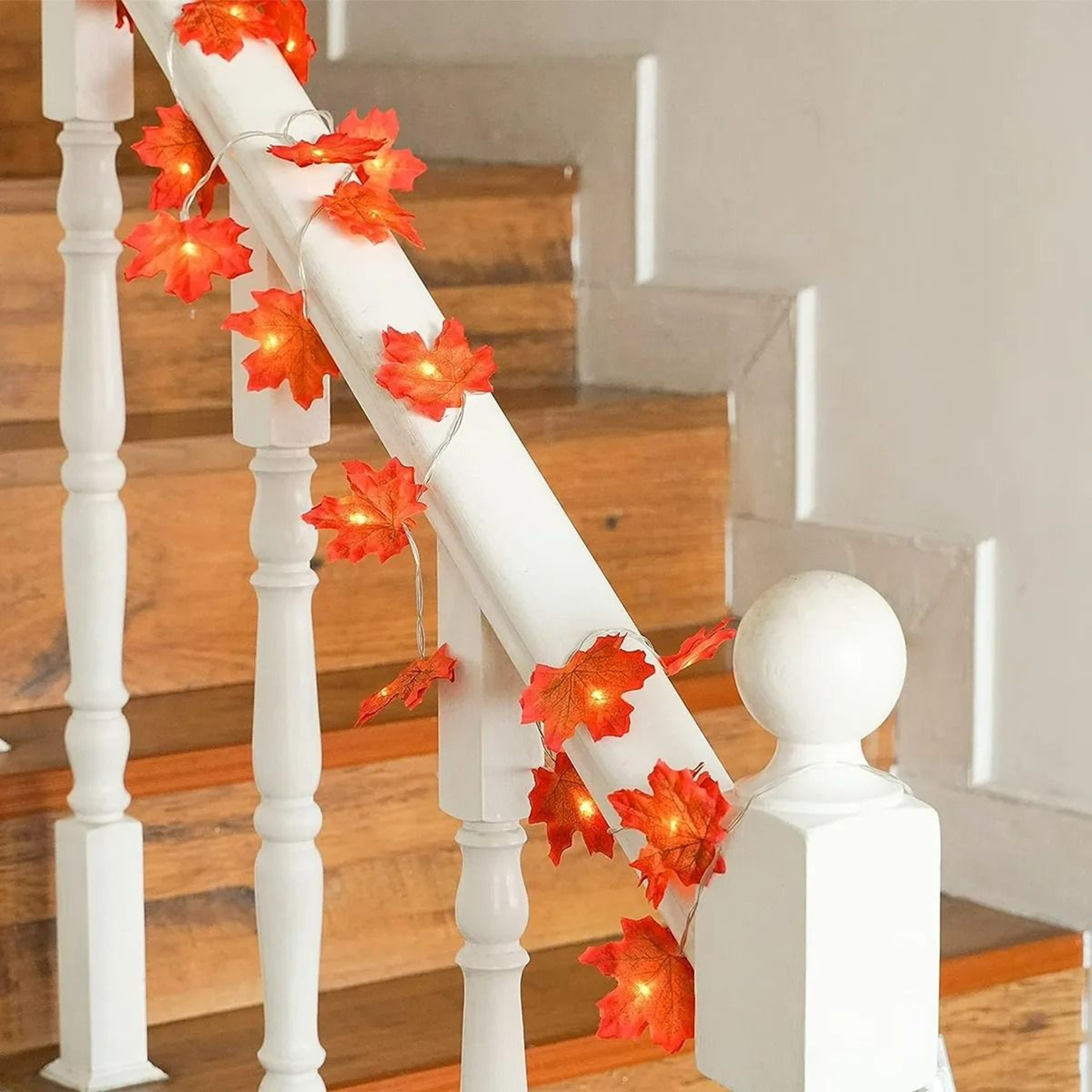BatteryOperated Outdoor Maple Leaf LED String Lights 1