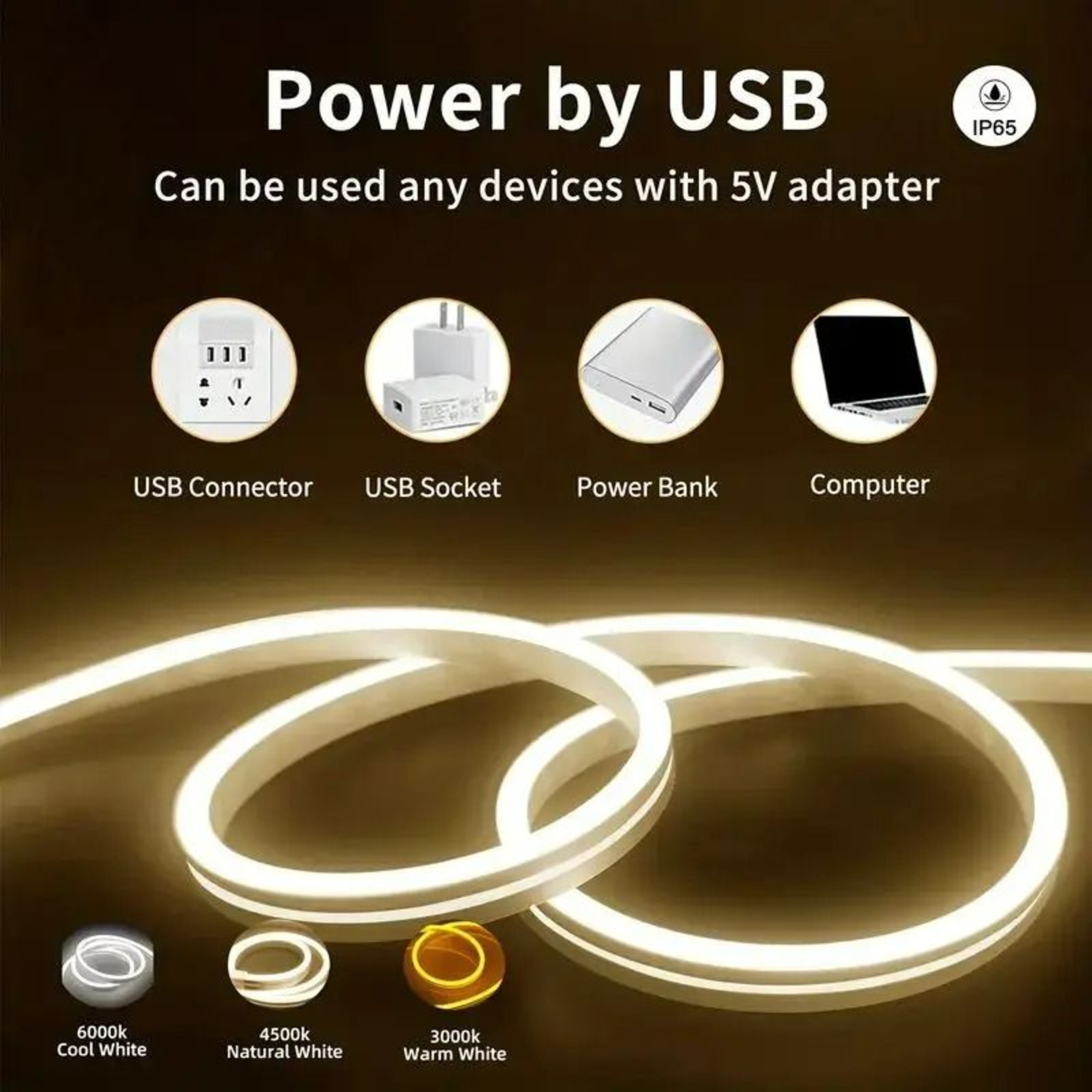 5V USB TouchDimmable Flexible LED Neon Rope Light 2