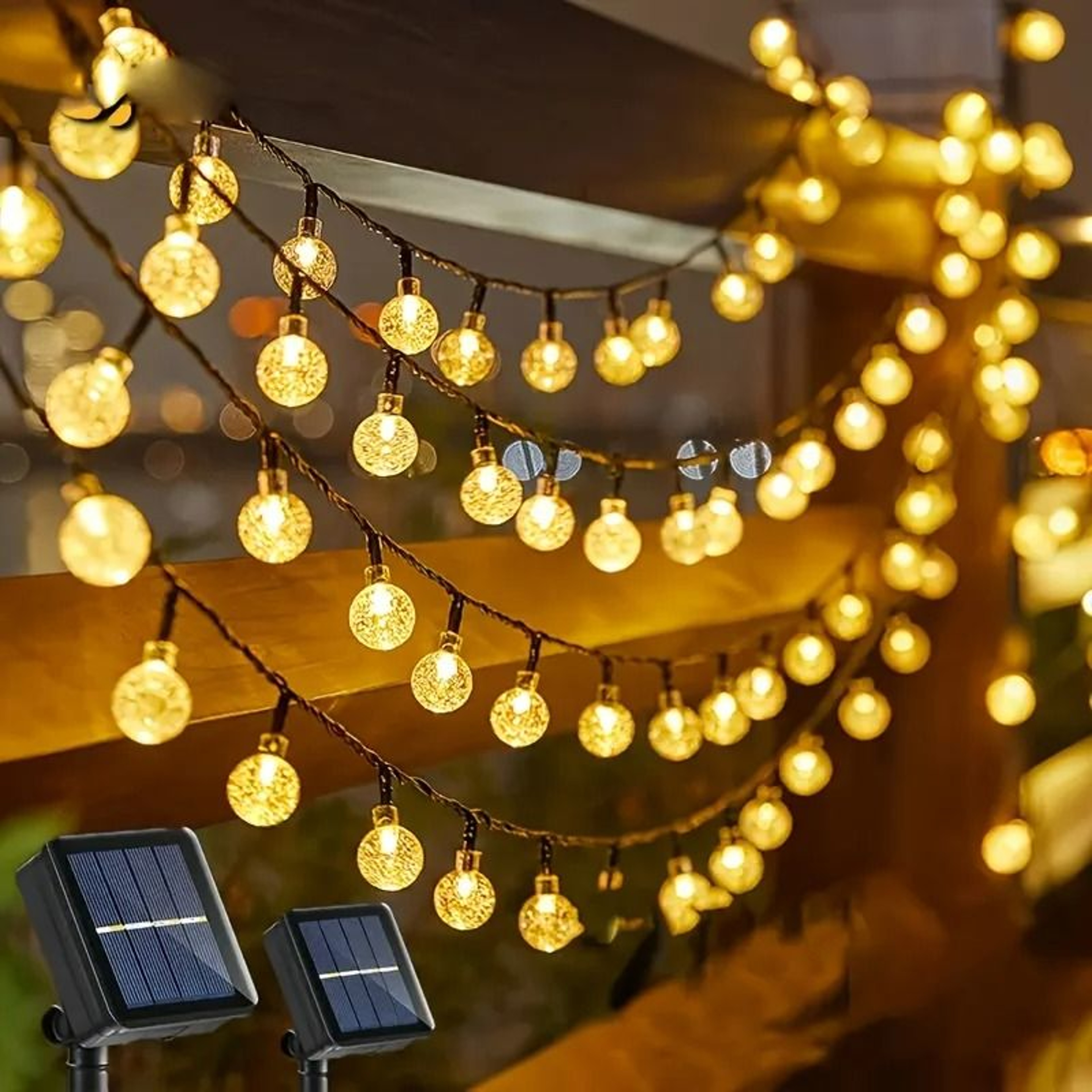 Solar Outdoor Crystal Globe LED String Lights 1