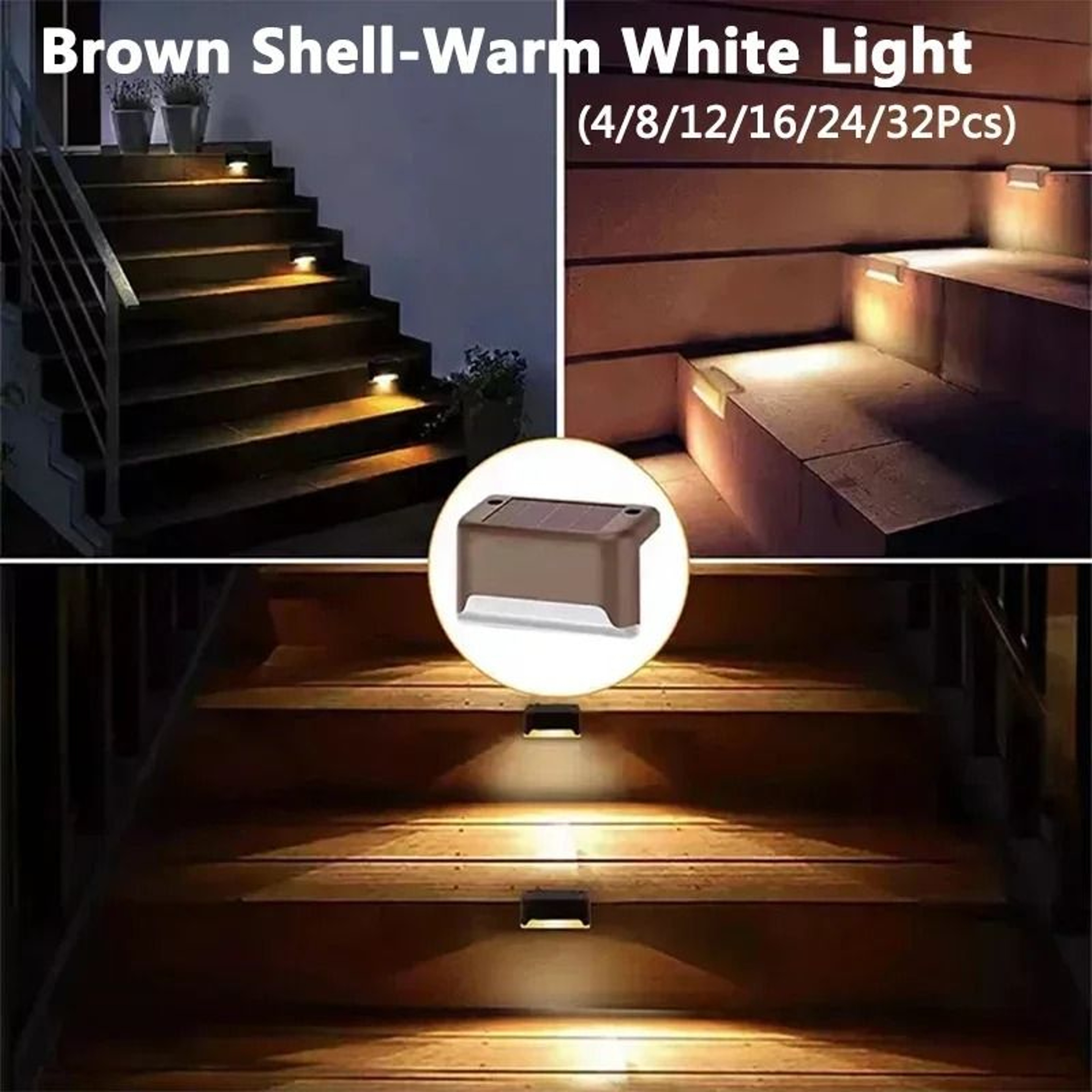 Solar Outdoor Waterproof LED Deck  Step Lights 4Pack 6