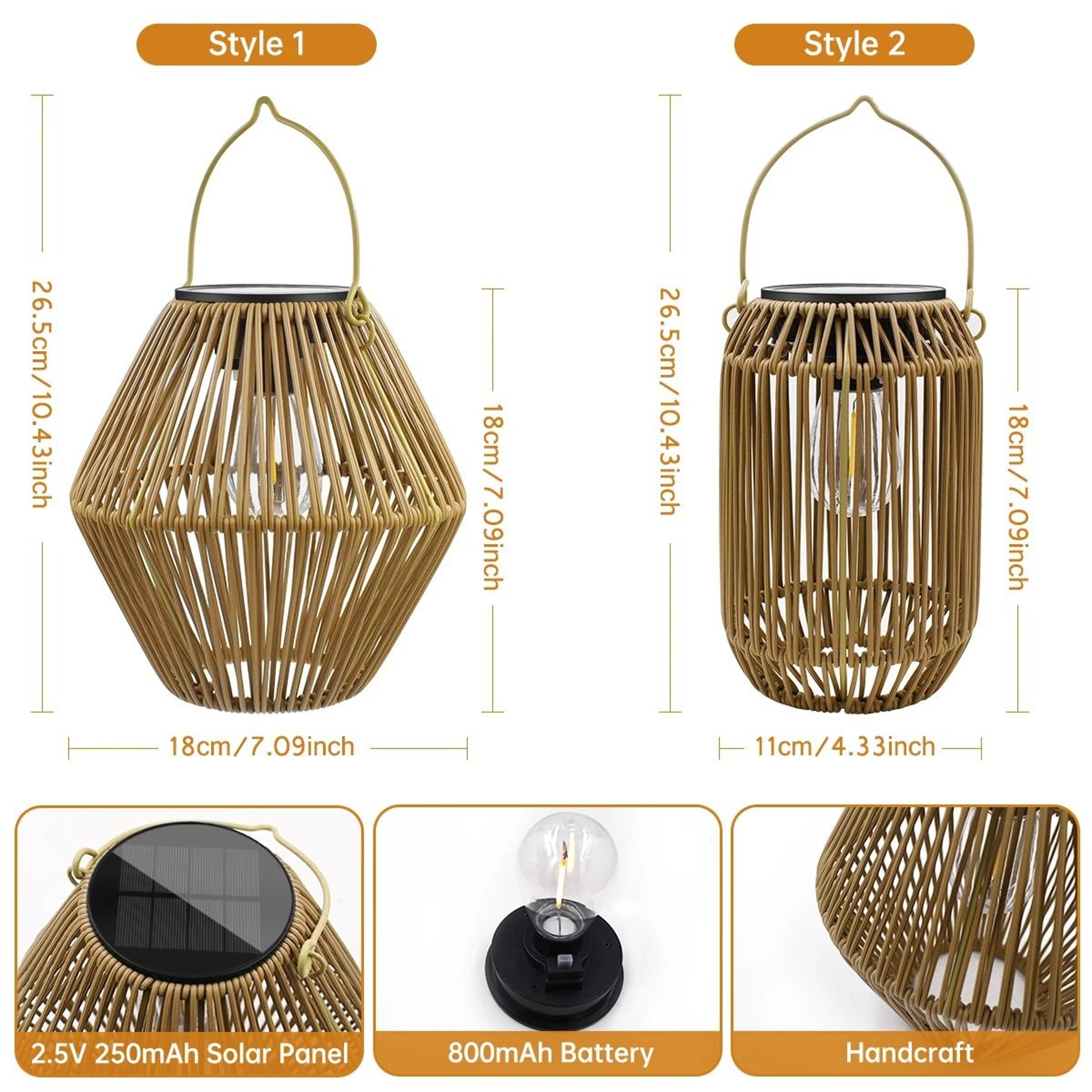 Hanging Outdoor Woven Boho Solar Lantern 2
