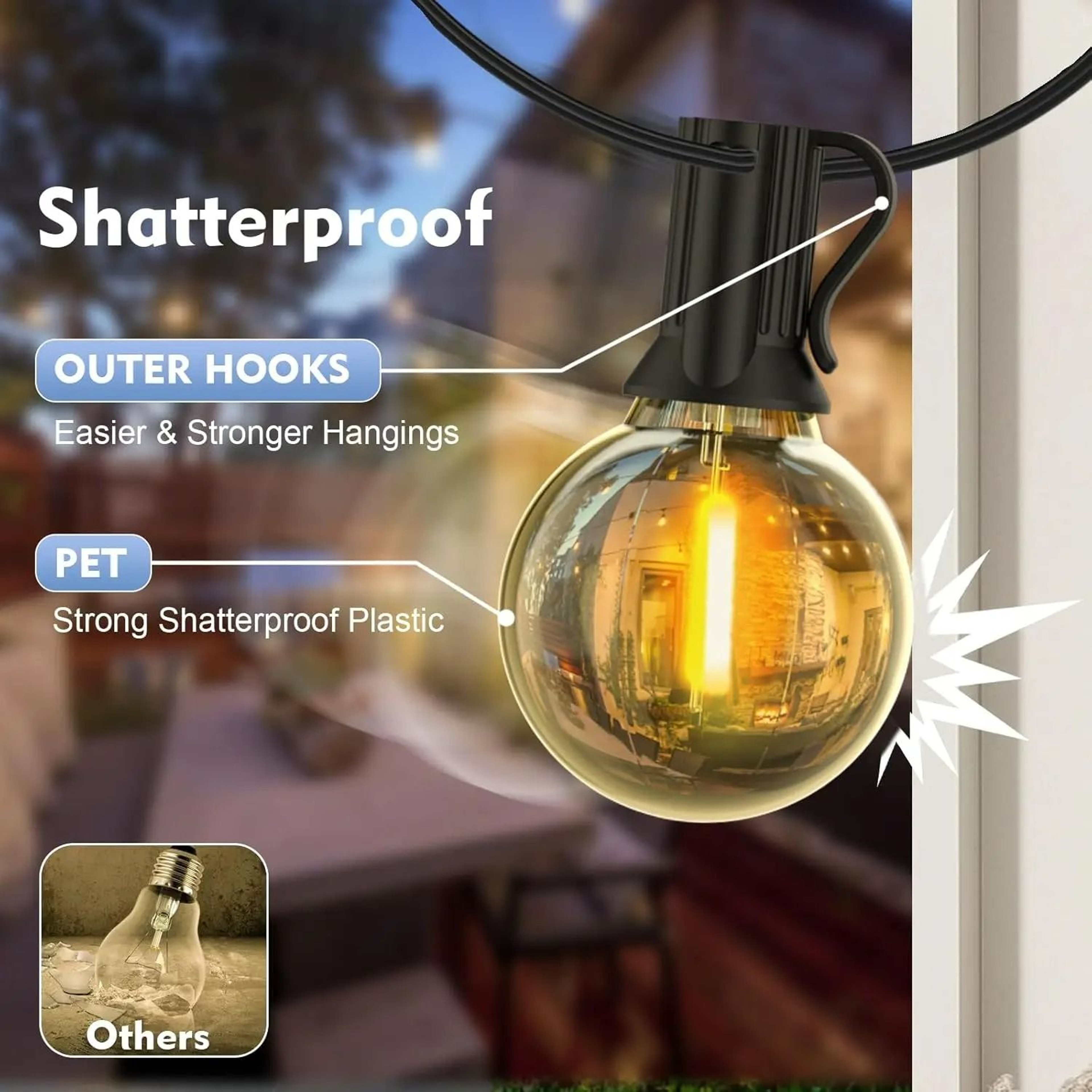 G40 Outdoor Commercial LED Globe String Lights Shatterproof 2