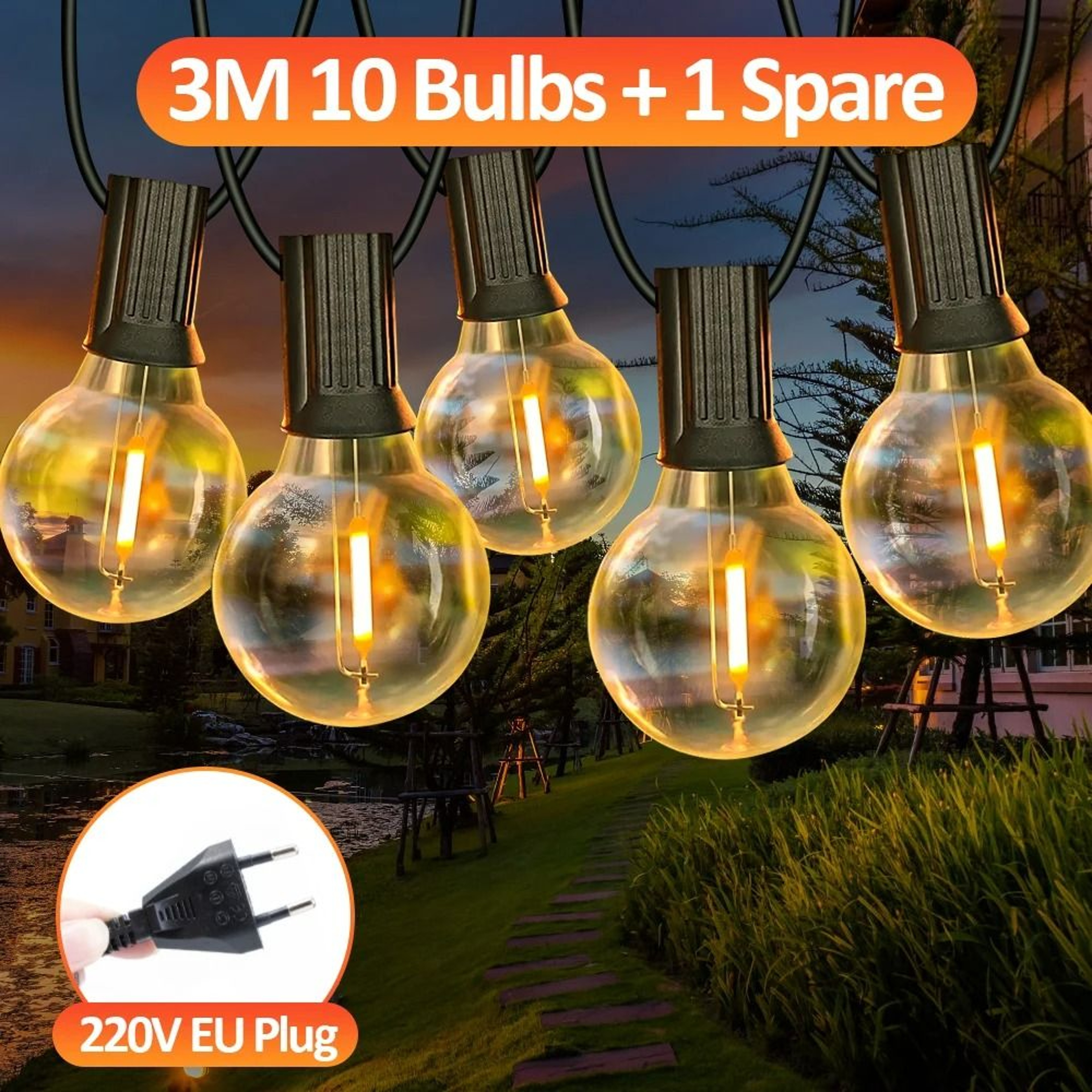 G40 Outdoor Commercial LED Globe String Lights Shatterproof 8