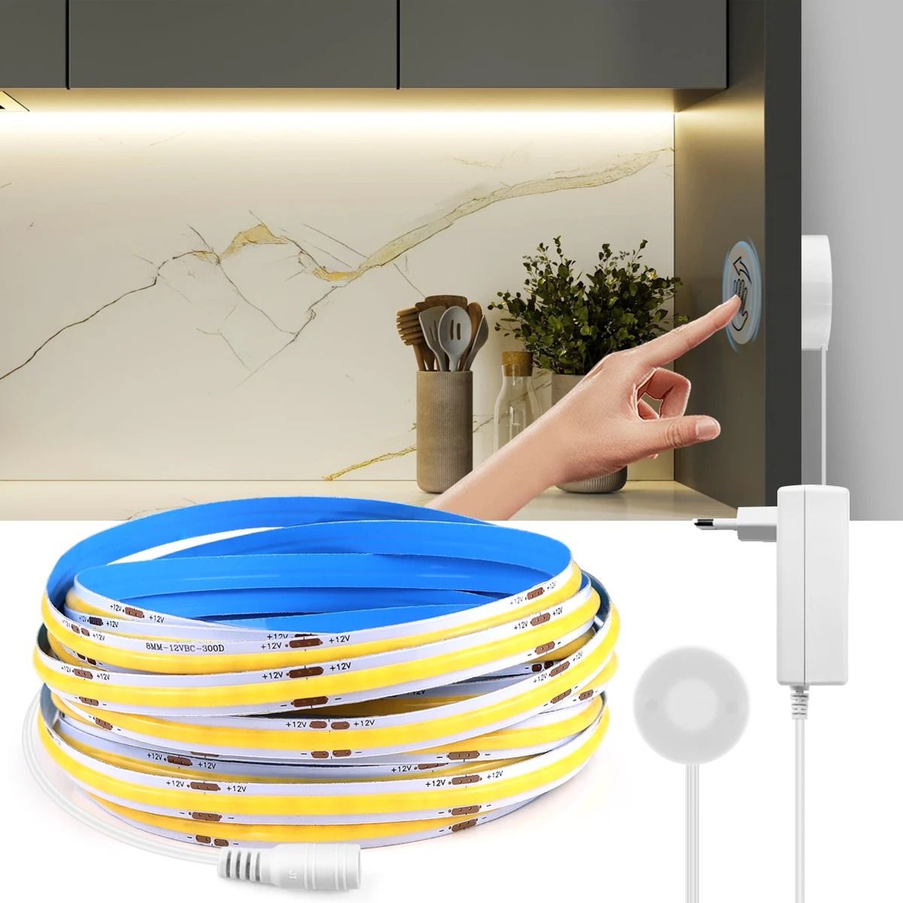 12V COB Flexible LED Strip Light With Touch Dimmer  HandSweep Sensors 0