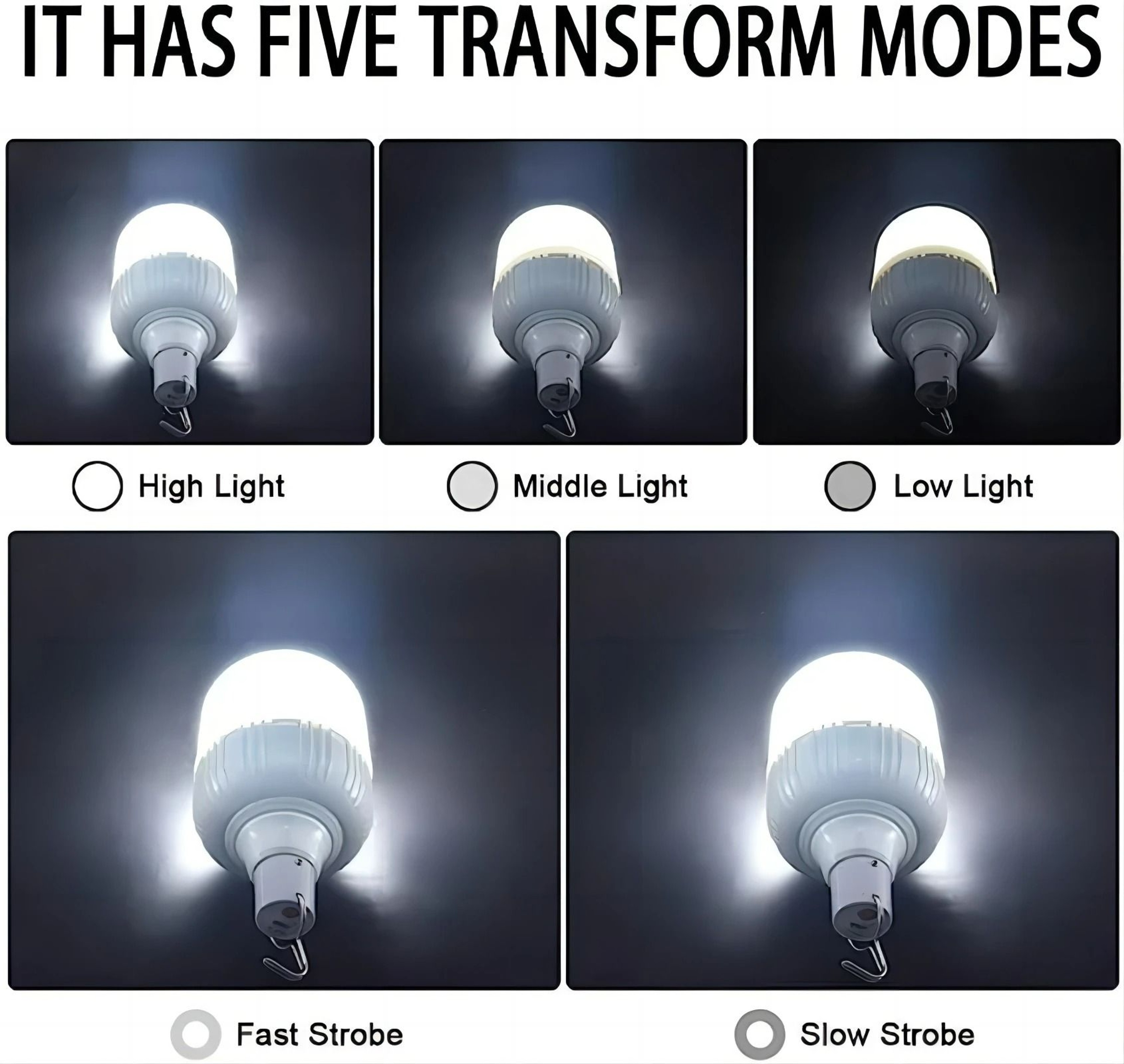 Portable USB Rechargeable LED Emergency Camping Light Bulb 4