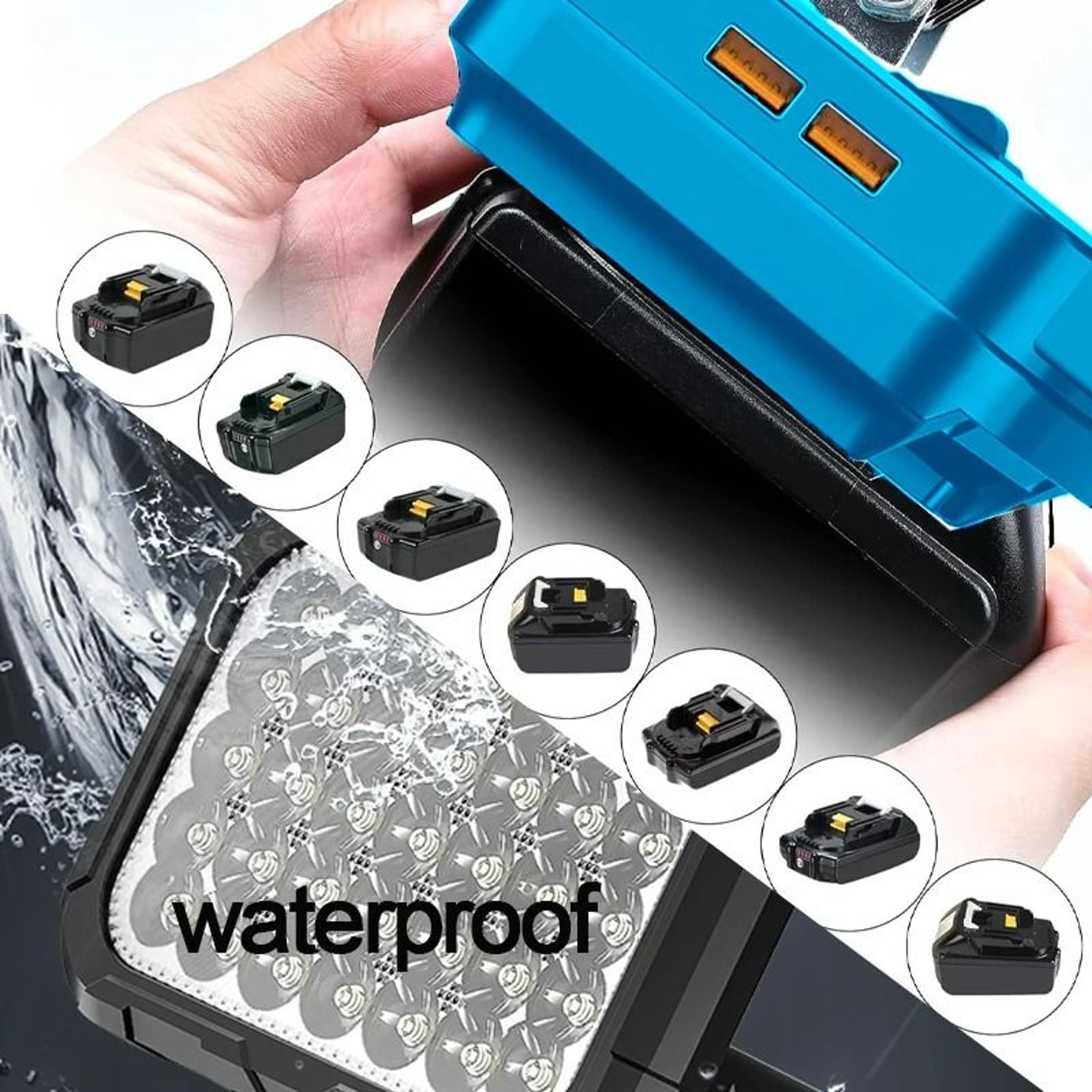 3Inch Cordless Portable LED Work Light  Floodlight With USB For 18V Tool Battery 4