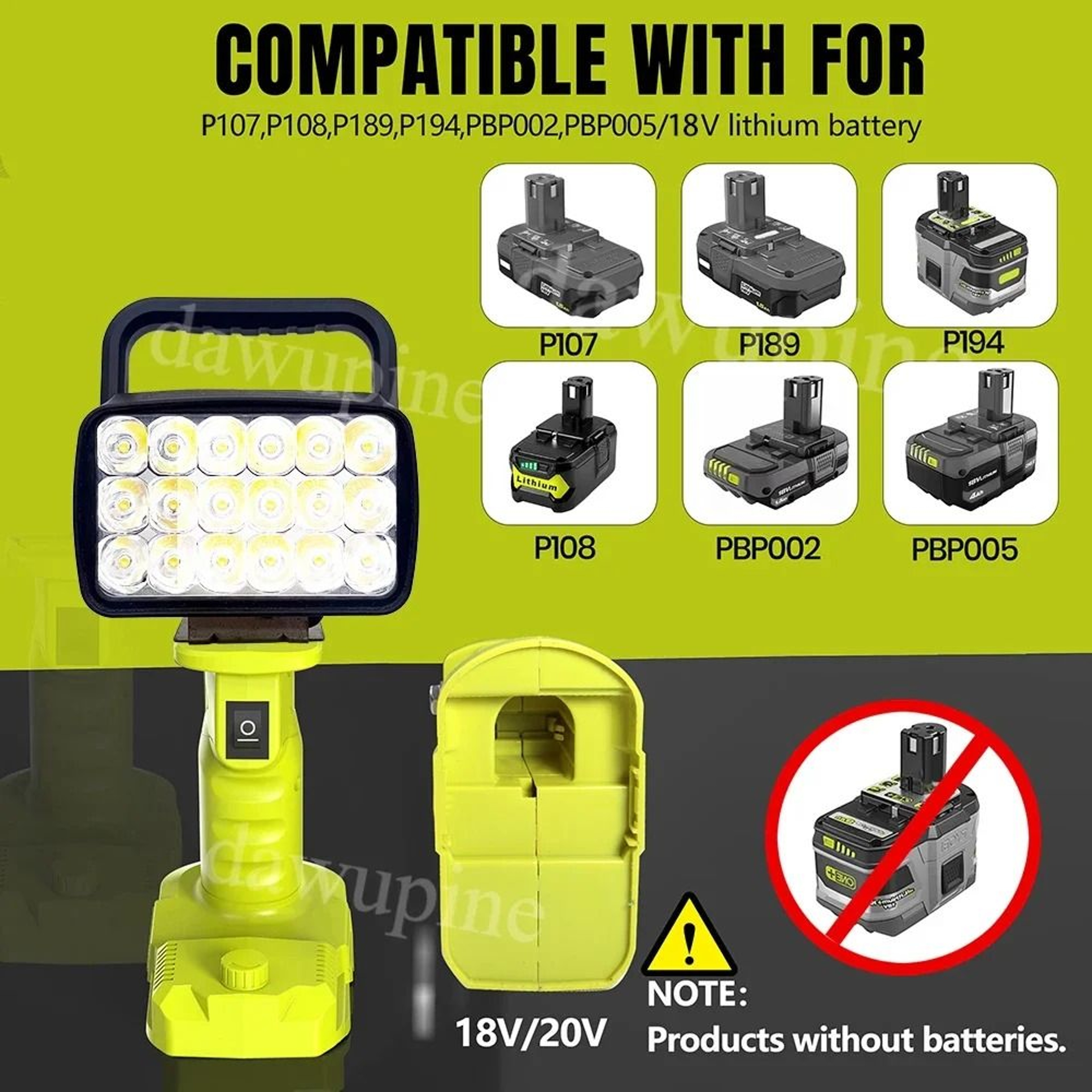 18LED Cordless Handheld Work Light  Spotlight For 18V ONE Tool Battery 3