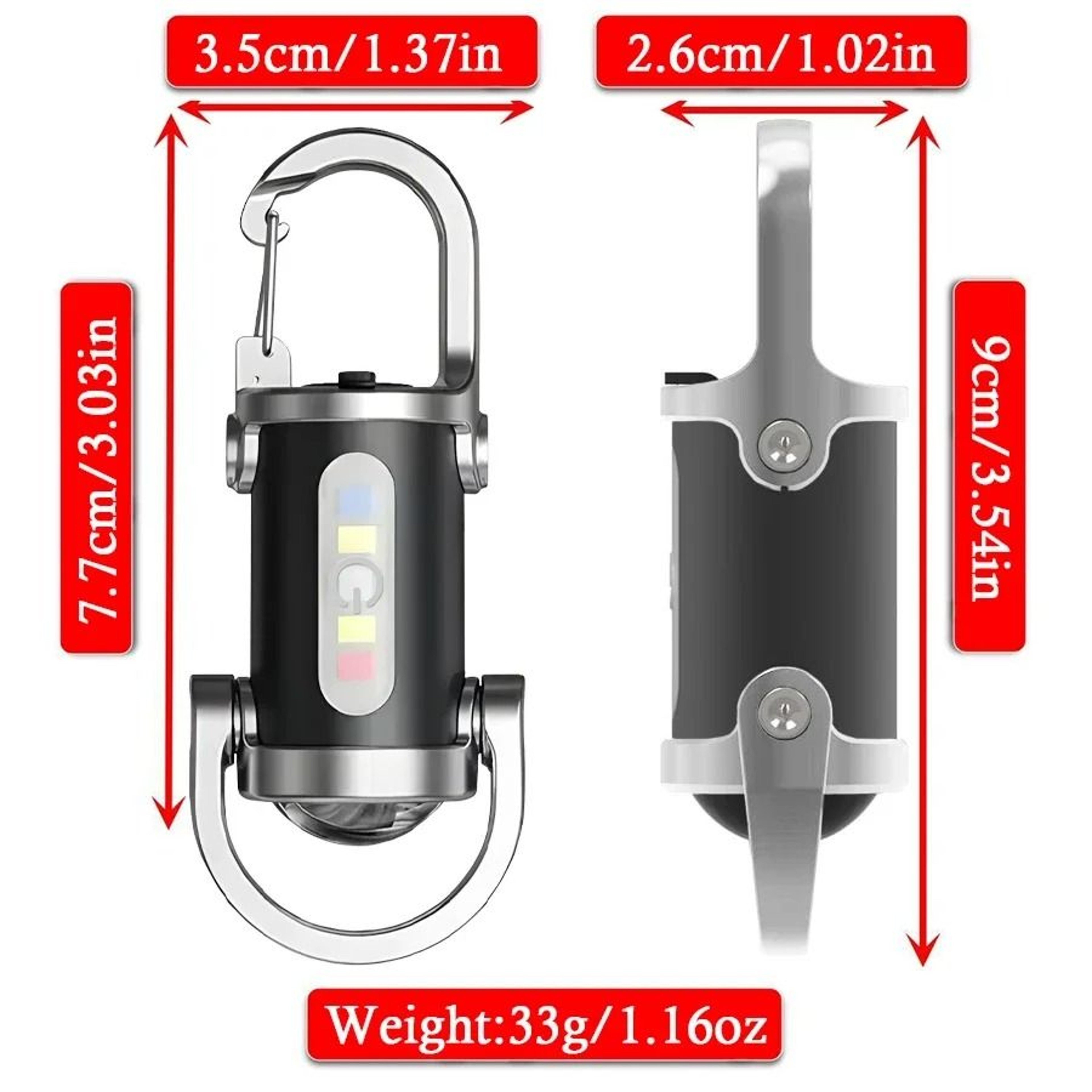 800LM Rechargeable Keychain COB Flashlight  Mini EDC Work Light 6
