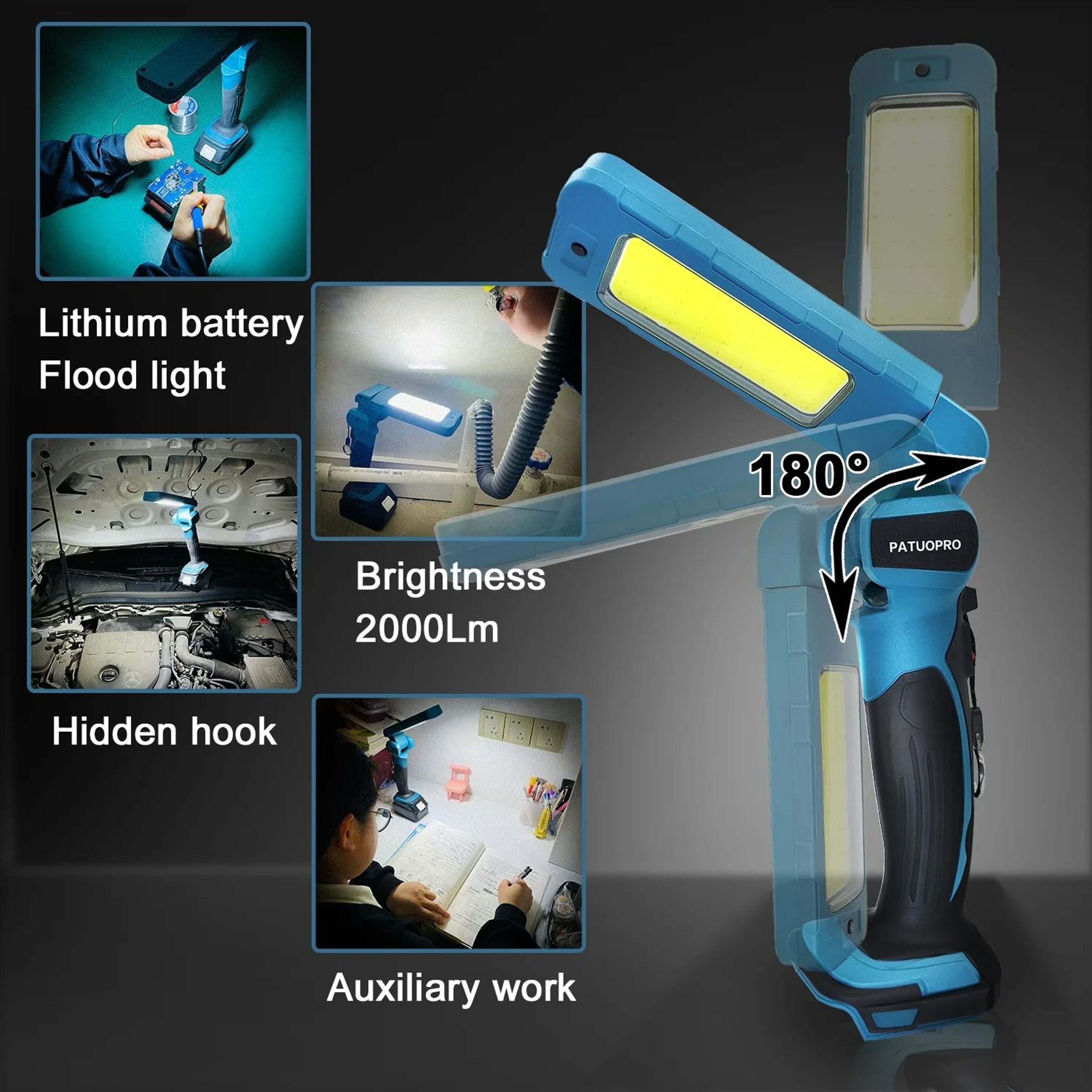 Cordless LED Job Site Flashlight  Handheld Work Light 3