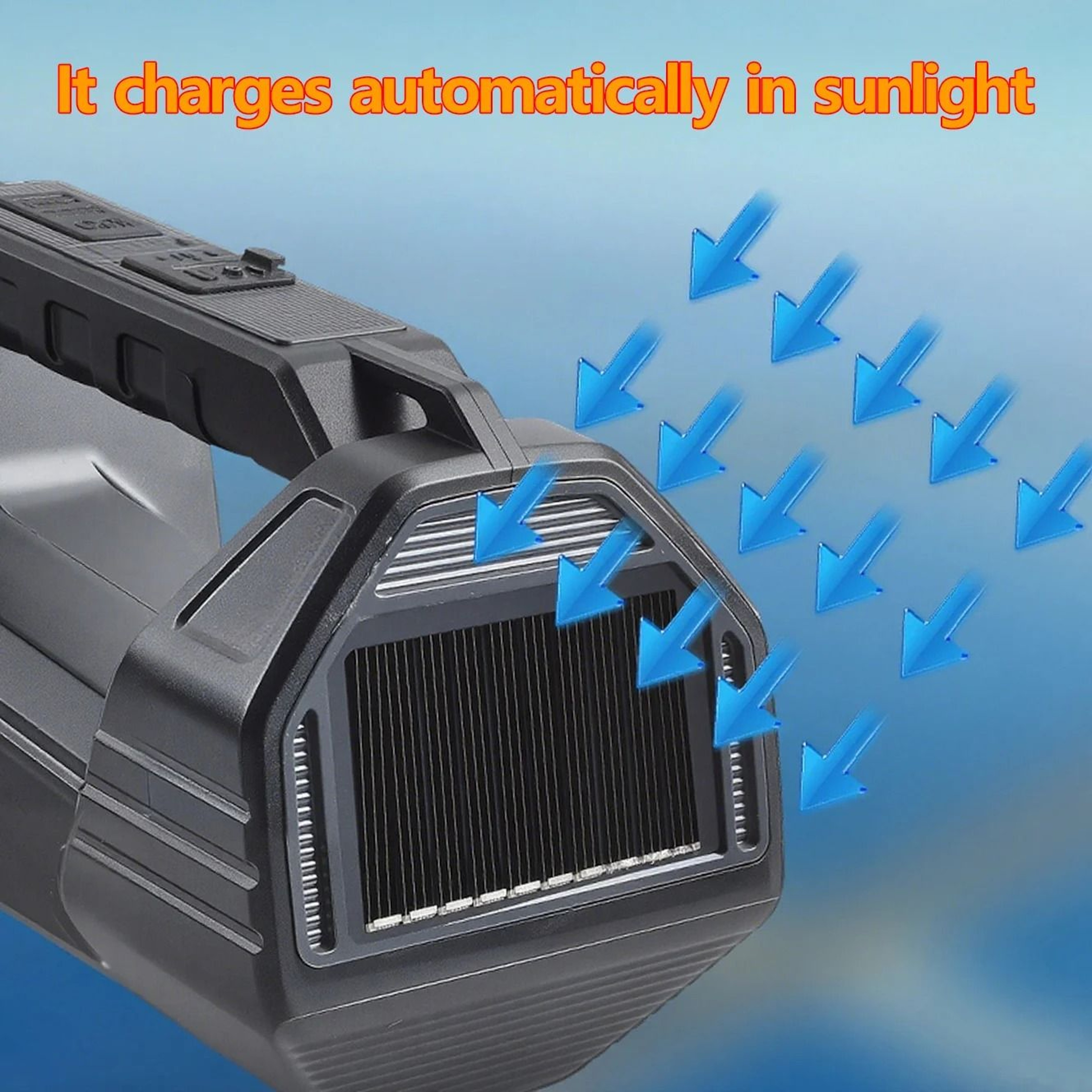 Portable Handheld SolarPowered Flashlight  Rechargeable Outdoor Torch 3