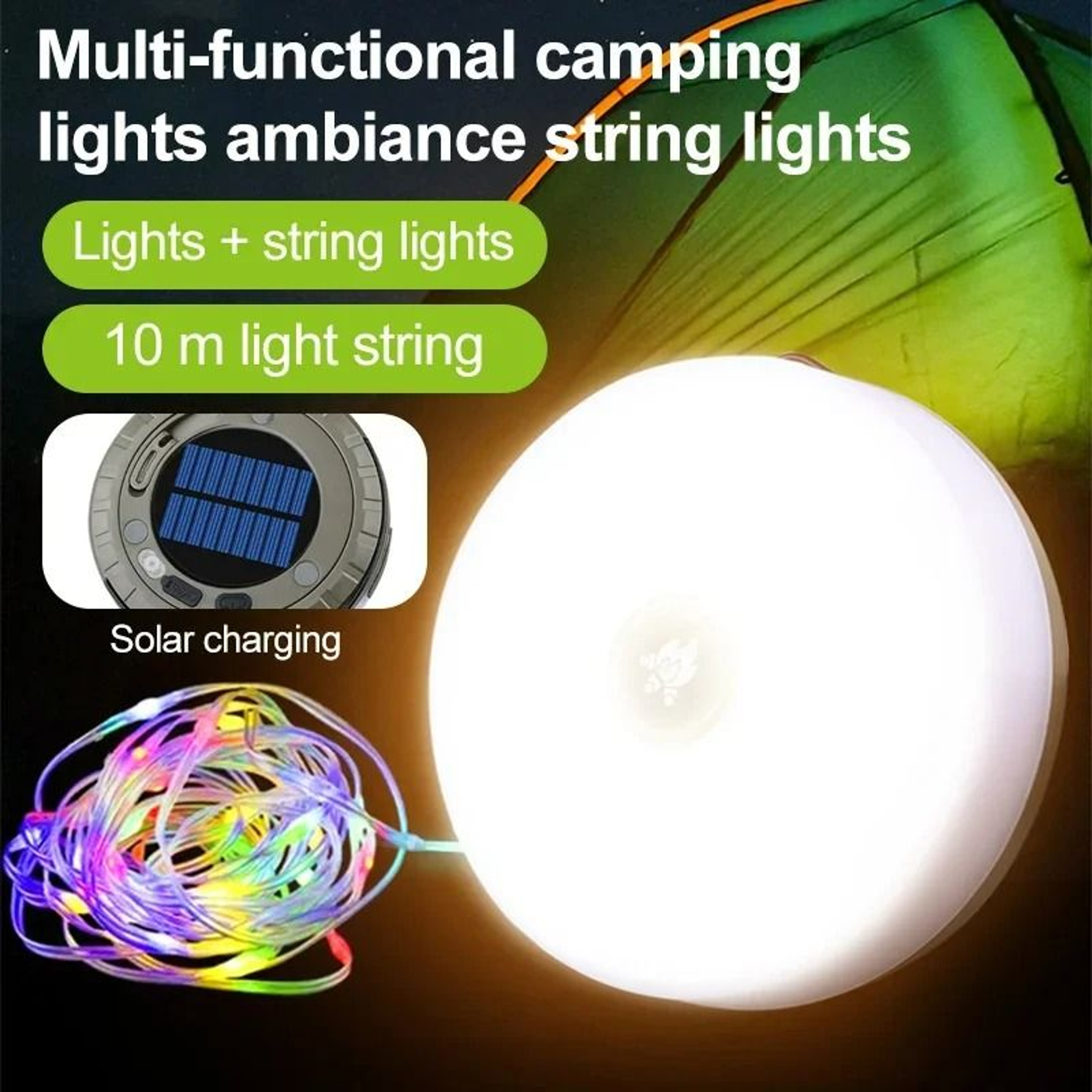 Retractable Solar Camping Light  33ft RGB String Lights 3