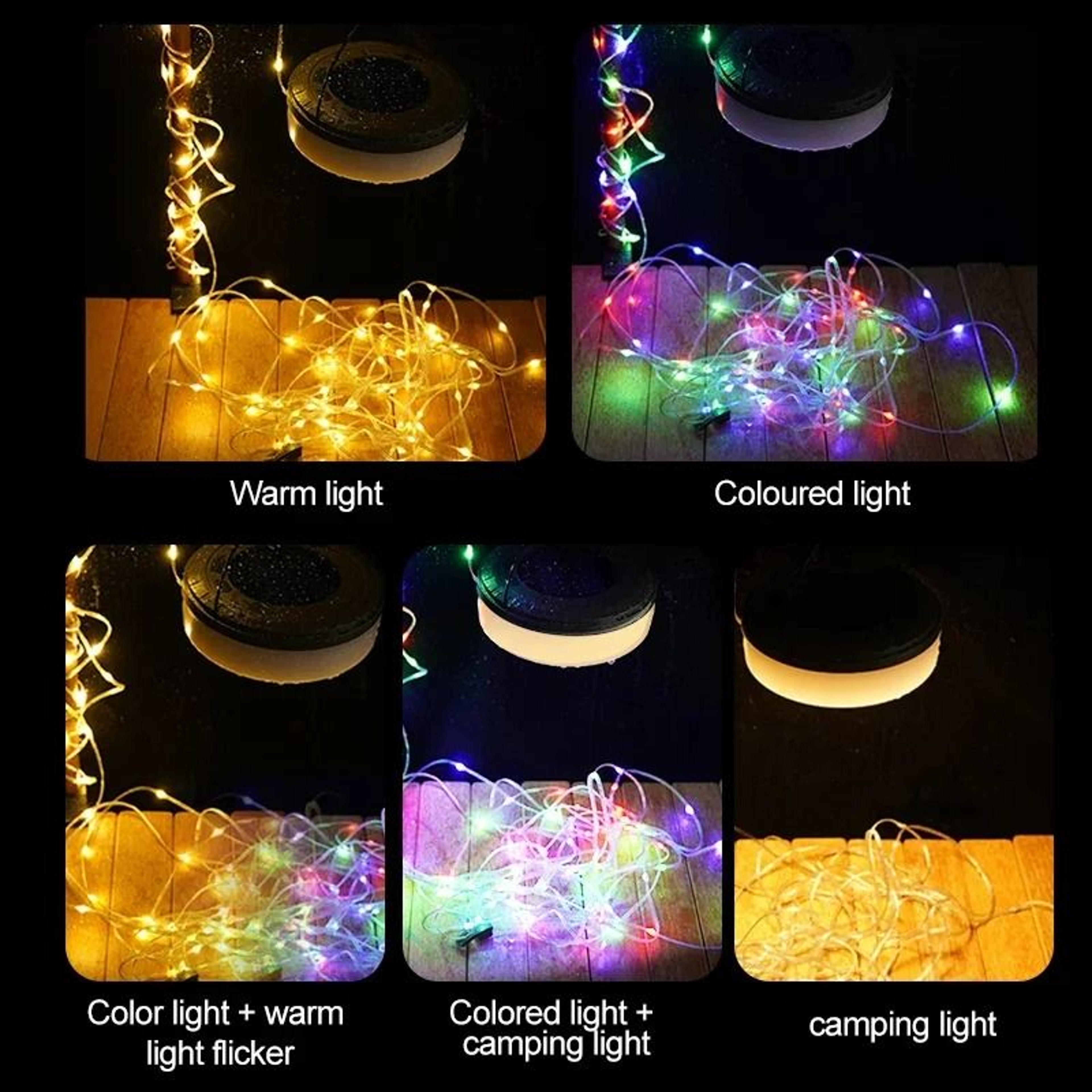 Retractable Solar Camping Light  33ft RGB String Lights 4